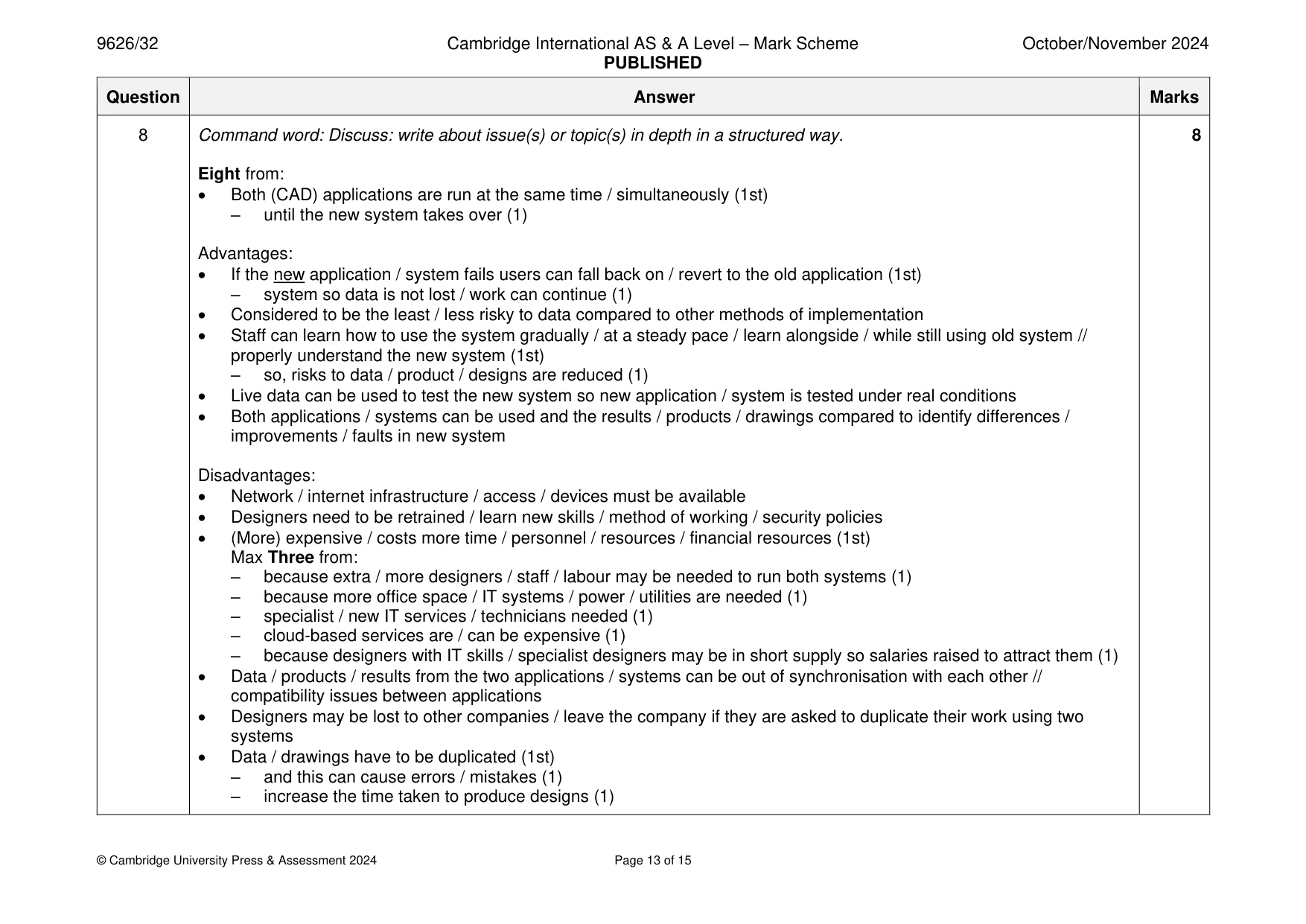 Mark scheme, page 13 of 15
