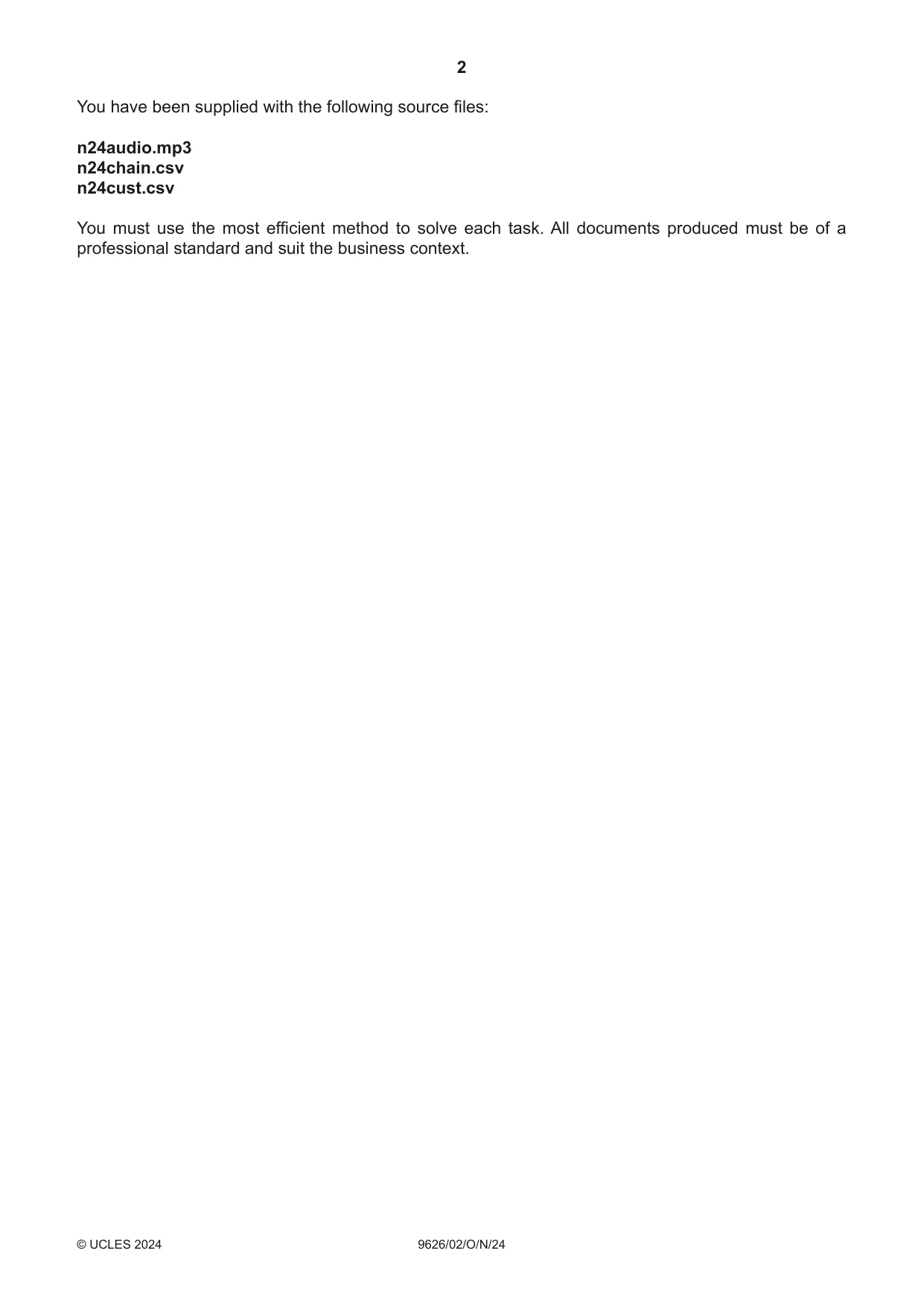 Cambridge A Level Information Technology (from 2017) 9626 2024 Oct/Nov Paper 2 · Variant 0 question paper, page 2 of 8