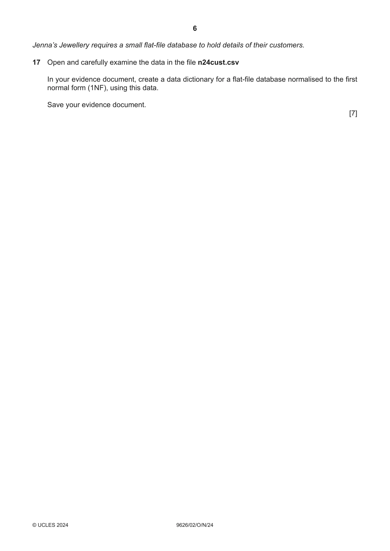 Cambridge A Level Information Technology (from 2017) 9626 2024 Oct/Nov Paper 2 · Variant 0 question paper, page 6 of 8