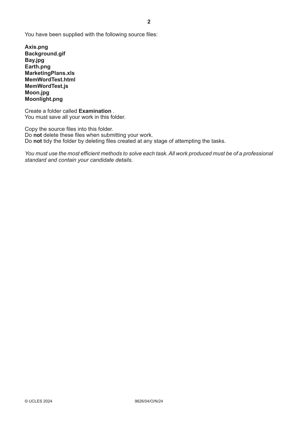 Cambridge A Level Information Technology (from 2017) 9626 2024 Oct/Nov Paper 4 · Variant 0 question paper, page 2 of 16