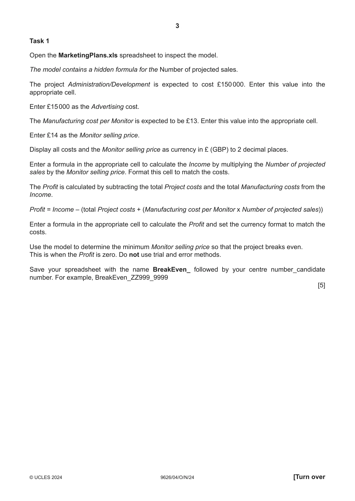 Cambridge A Level Information Technology (from 2017) 9626 2024 Oct/Nov Paper 4 · Variant 0 question paper, page 3 of 16