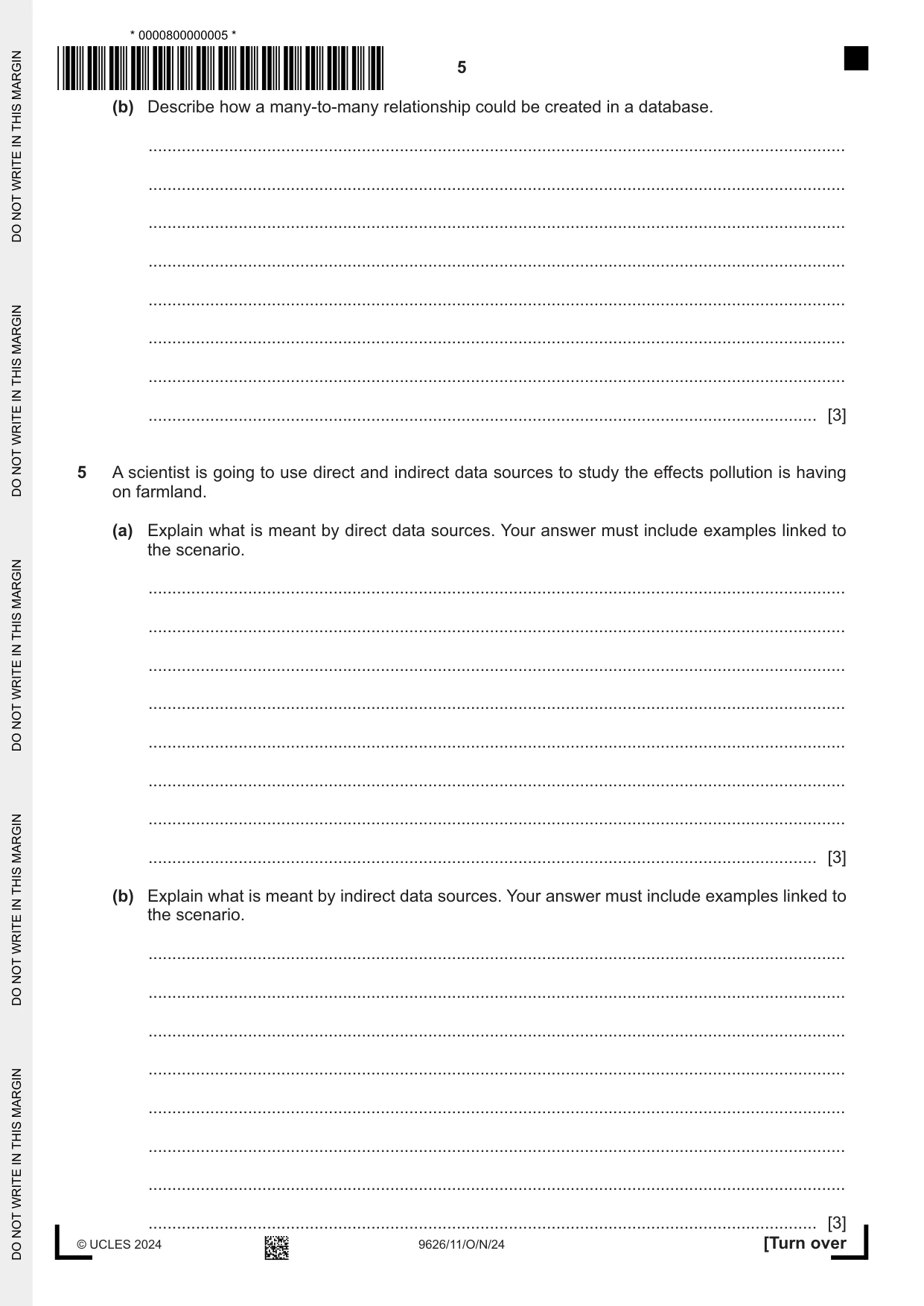 Cambridge A Level Information Technology (from 2017) 9626 2024 Oct/Nov Paper 1 · Variant 1 question paper, page 5 of 12