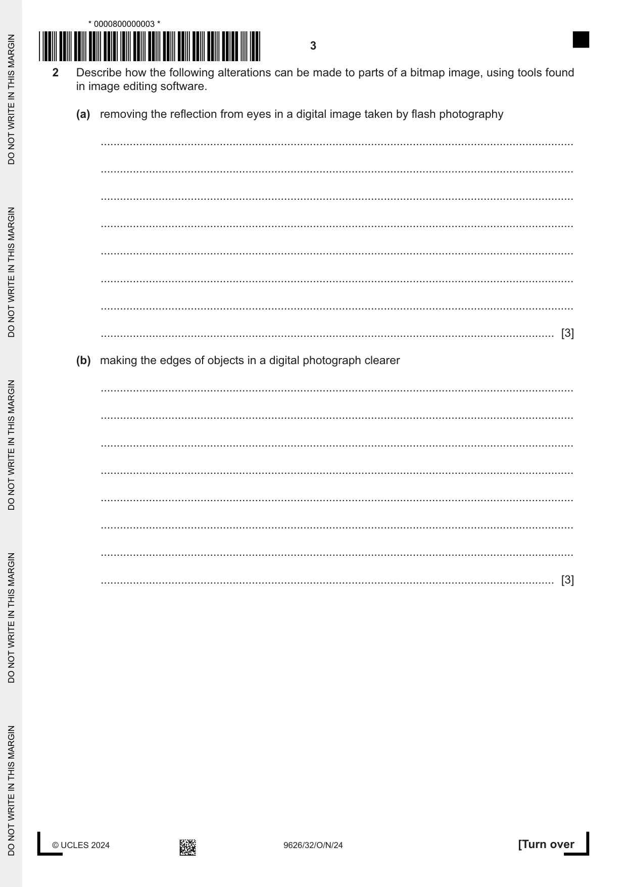 Cambridge A Level Information Technology (from 2017) 9626 2024 Oct/Nov Paper 3 · Variant 2 question paper, page 3 of 12