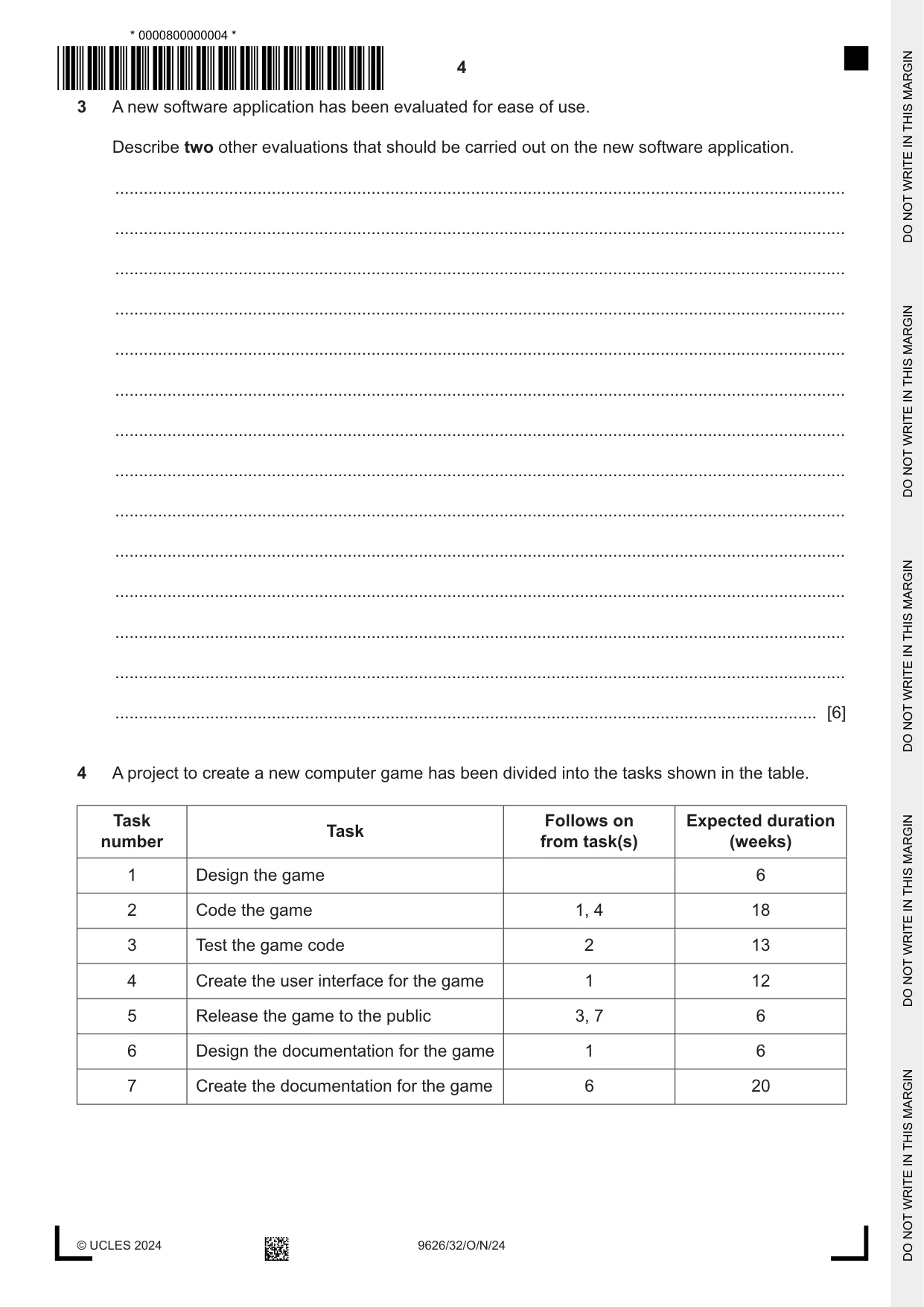 Cambridge A Level Information Technology (from 2017) 9626 2024 Oct/Nov Paper 3 · Variant 2 question paper, page 4 of 12