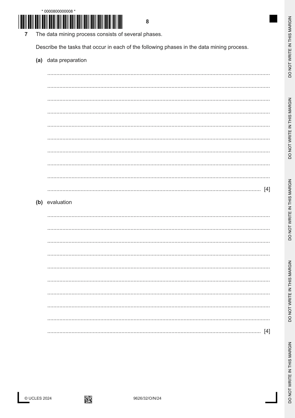 Cambridge A Level Information Technology (from 2017) 9626 2024 Oct/Nov Paper 3 · Variant 2 question paper, page 8 of 12