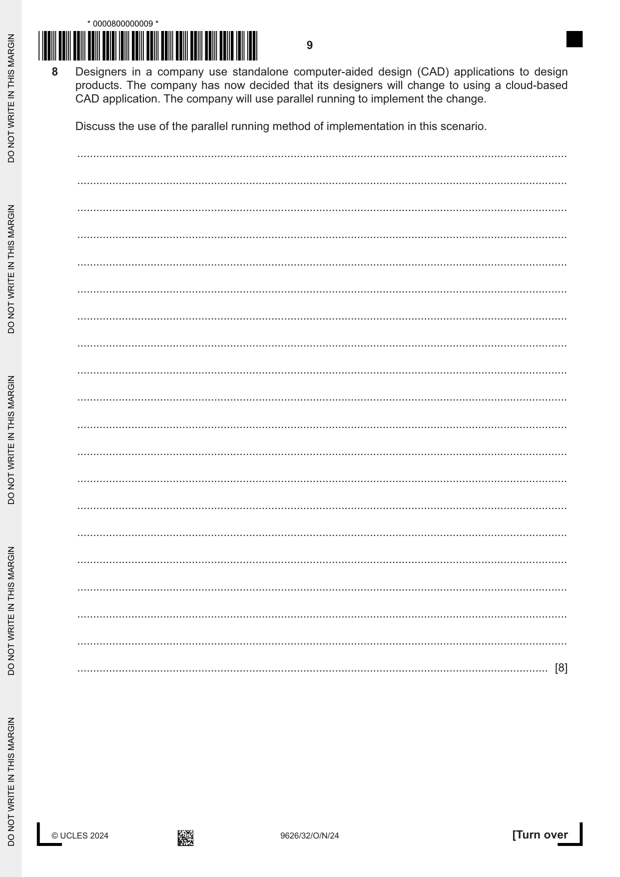 Cambridge A Level Information Technology (from 2017) 9626 2024 Oct/Nov Paper 3 · Variant 2 question paper, page 9 of 12