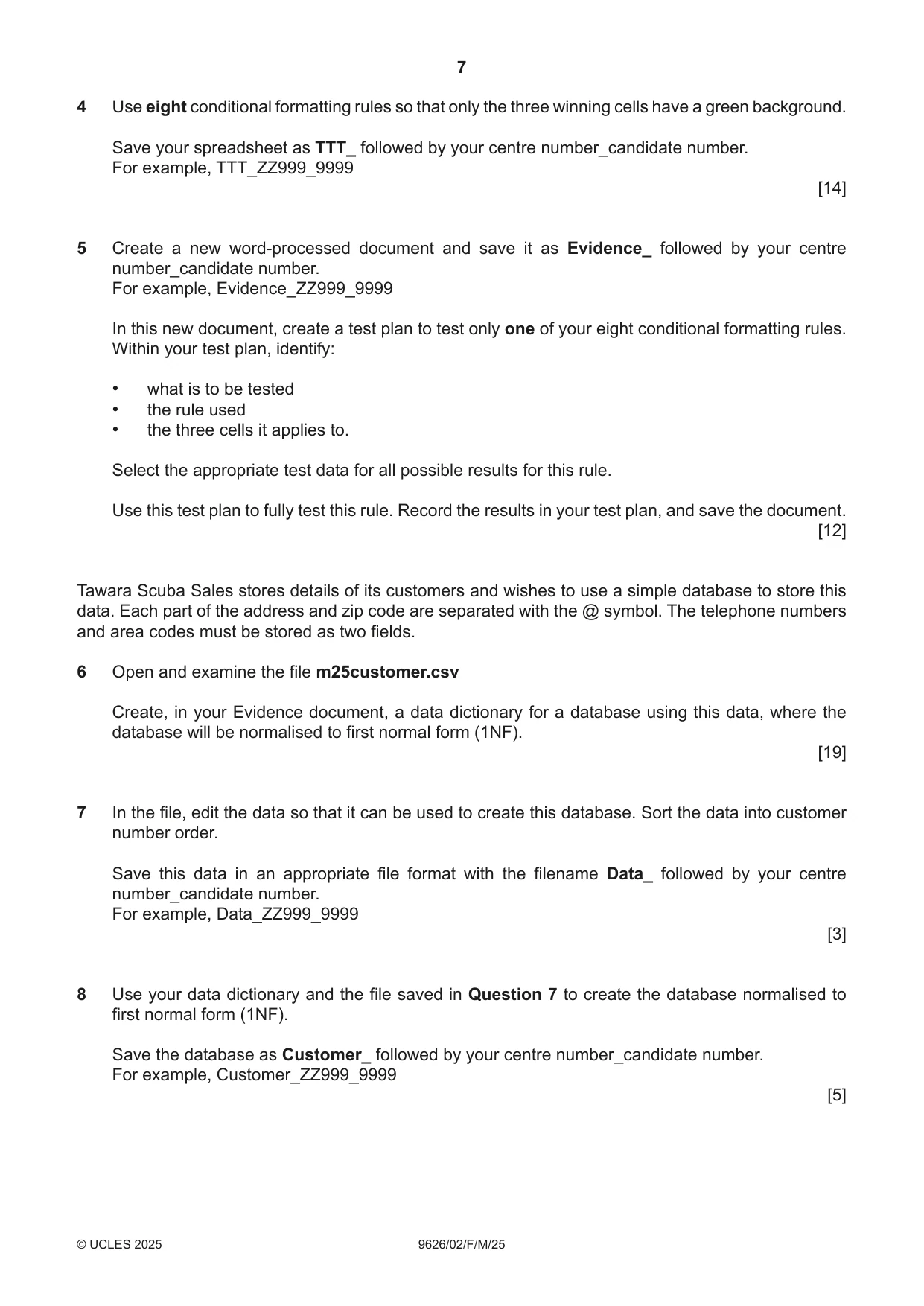 Cambridge A Level Information Technology (from 2017) 9626 2025 Feb/March Paper 2 · Variant 0 question paper, page 7 of 8
