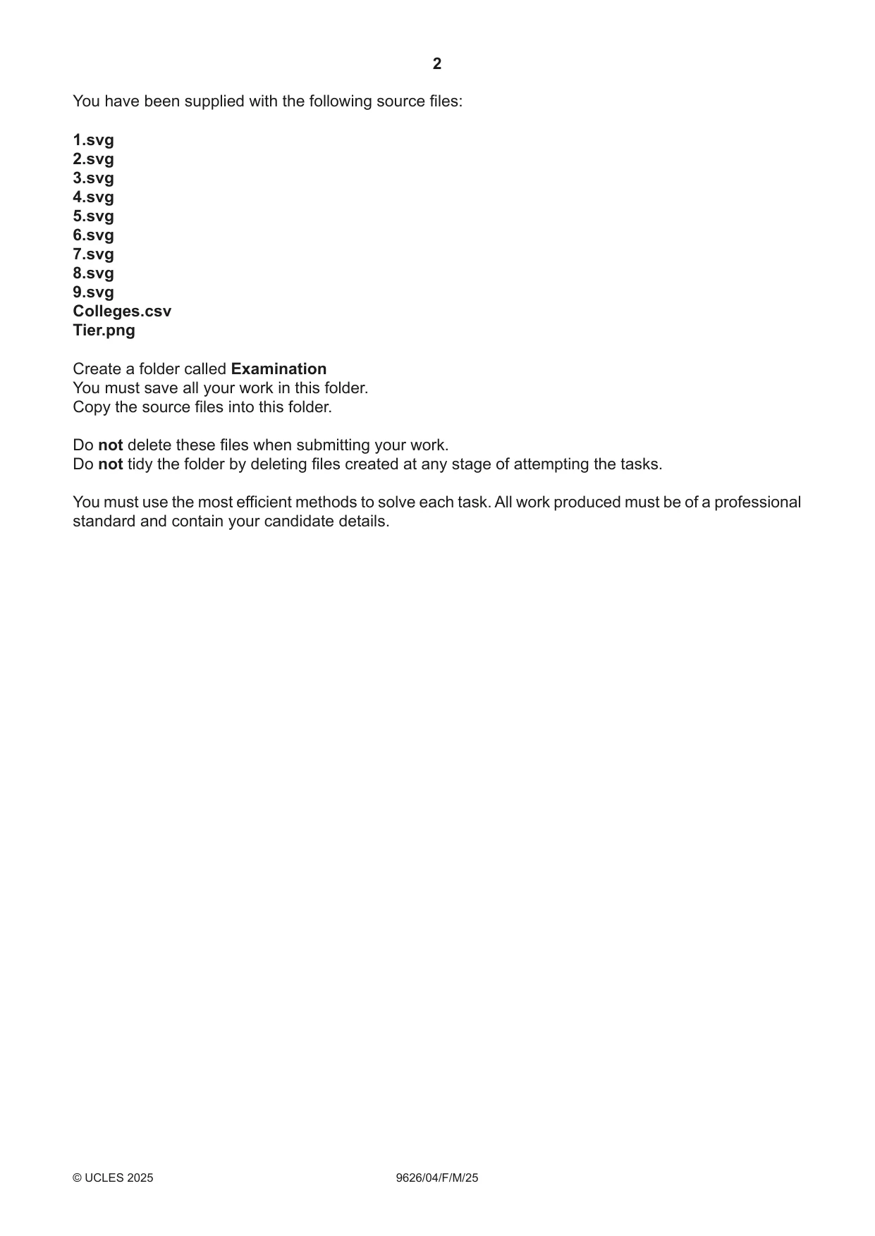 Cambridge A Level Information Technology (from 2017) 9626 2025 Feb/March Paper 4 · Variant 0 question paper, page 2 of 12