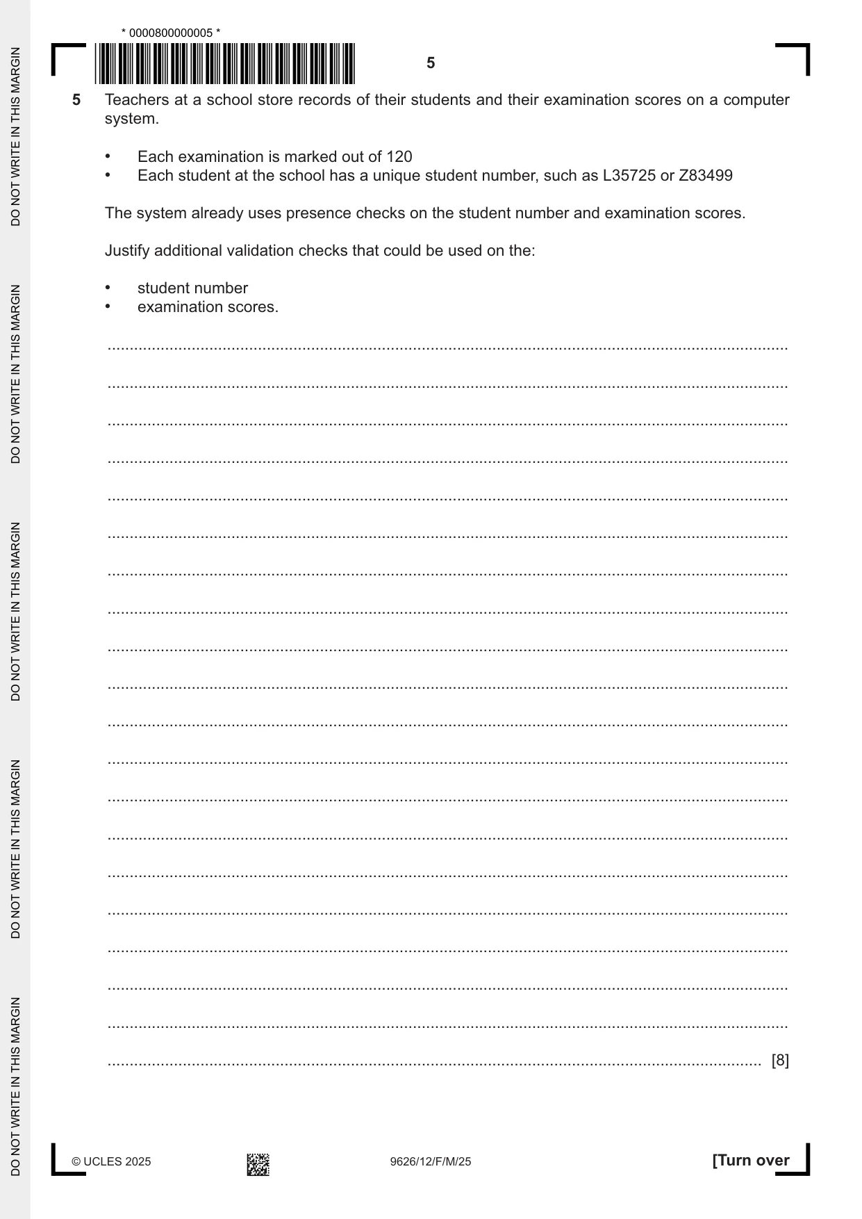 Cambridge A Level Information Technology (from 2017) 9626 2025 Feb/March Paper 1 · Variant 2 question paper, page 5 of 12