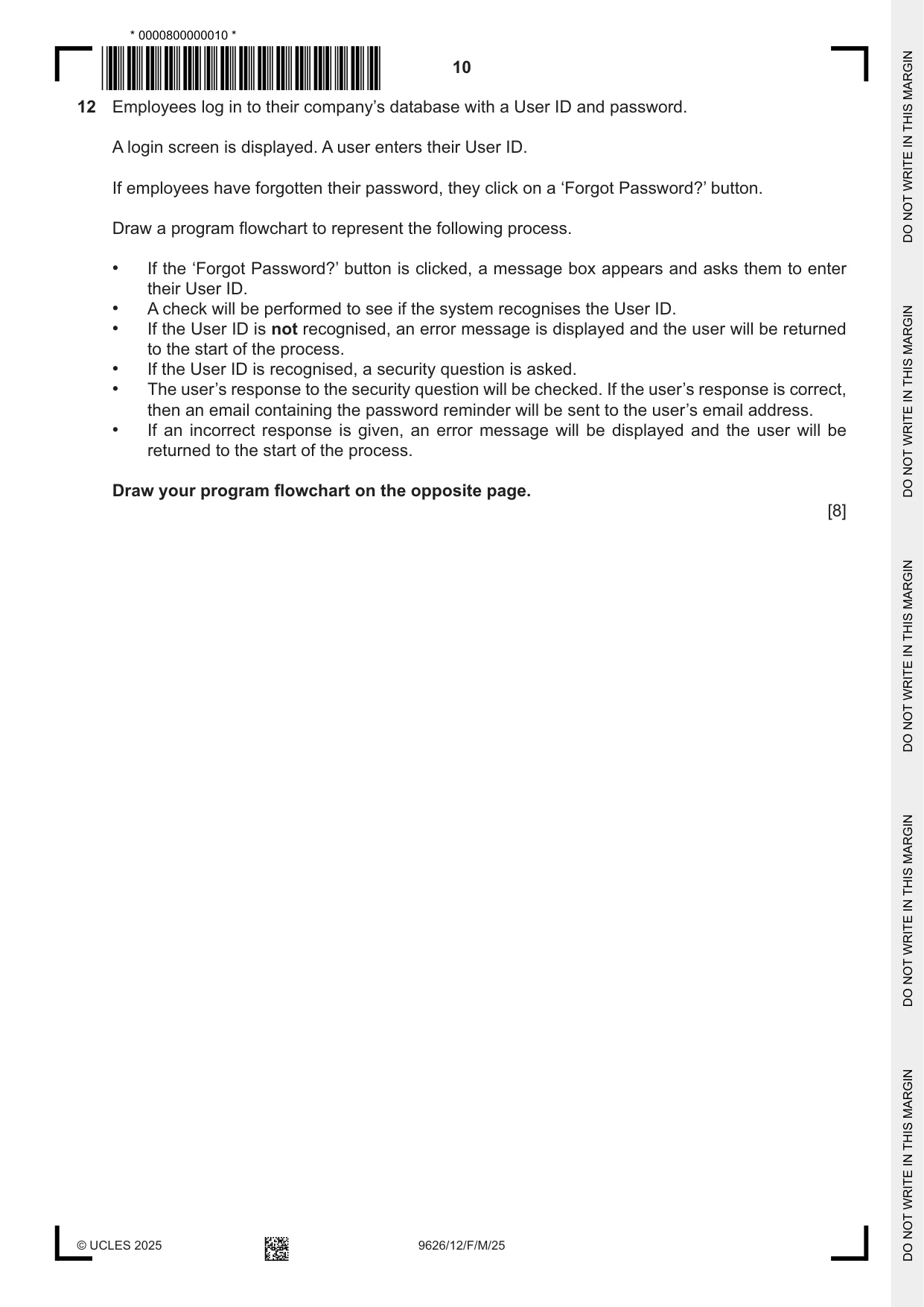 Cambridge A Level Information Technology (from 2017) 9626 2025 Feb/March Paper 1 · Variant 2 question paper, page 10 of 12