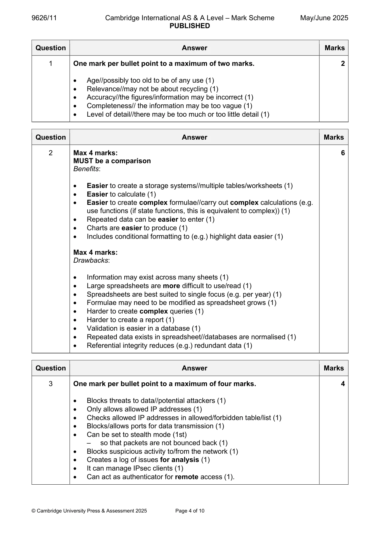 Mark scheme, page 4 of 10