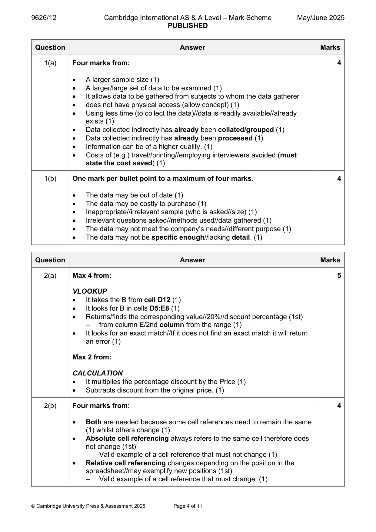 Mark scheme, page 4 of 11