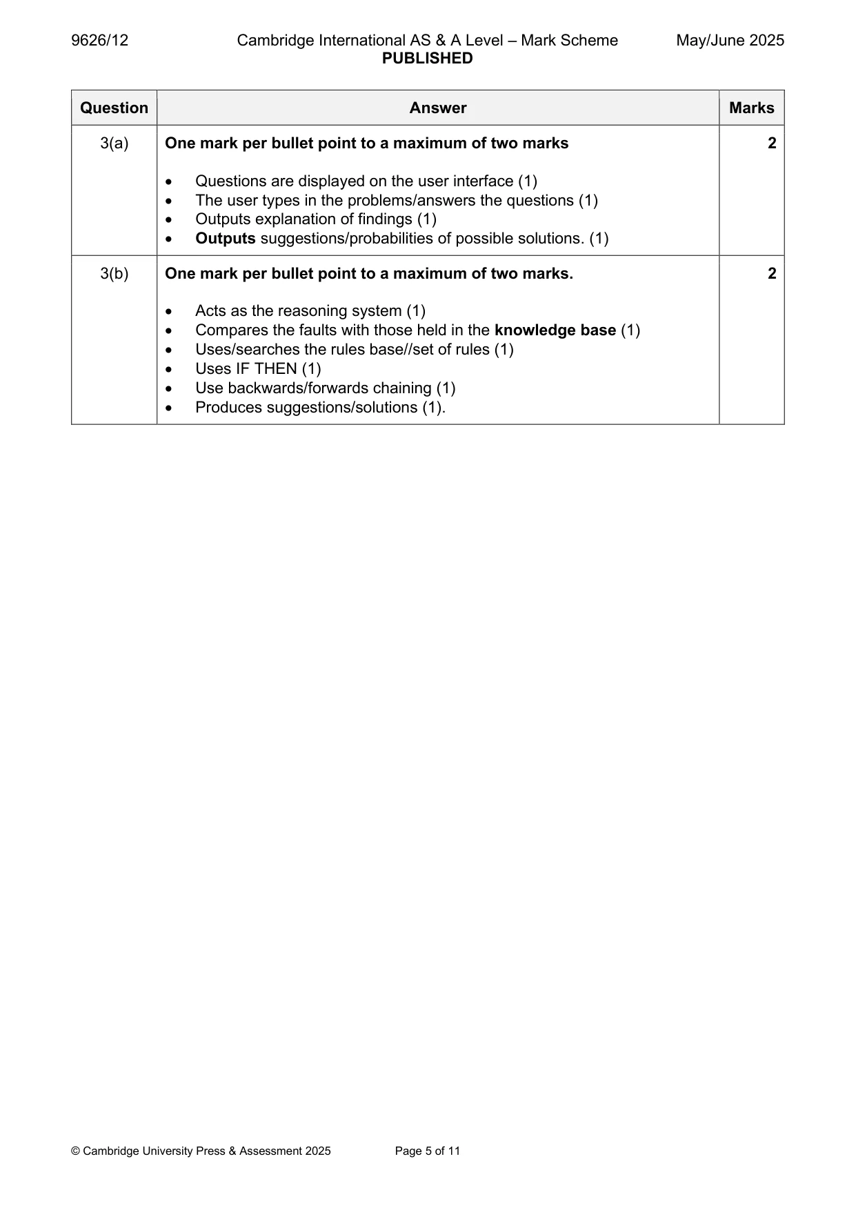Mark scheme, page 5 of 11