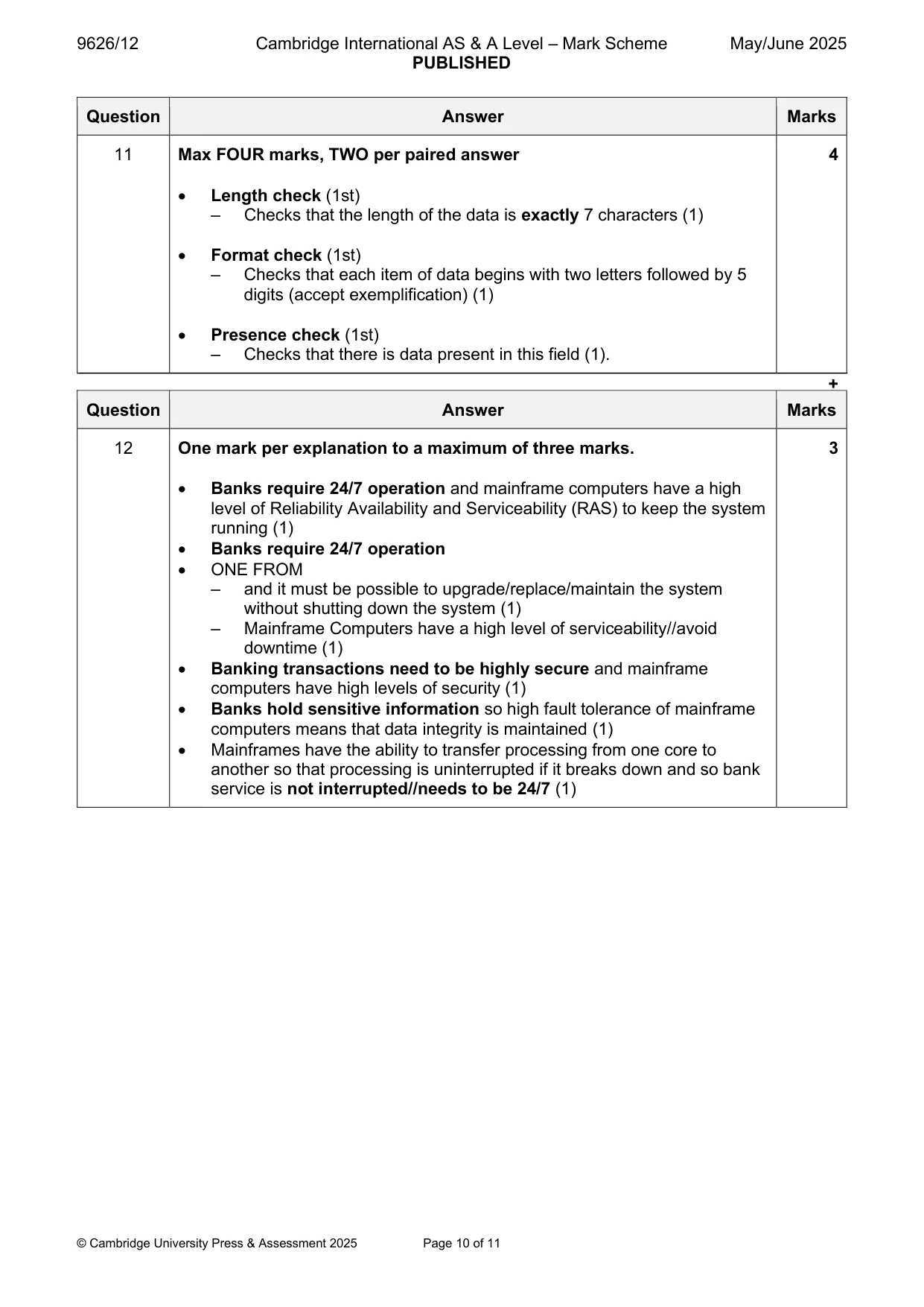 Mark scheme, page 10 of 11