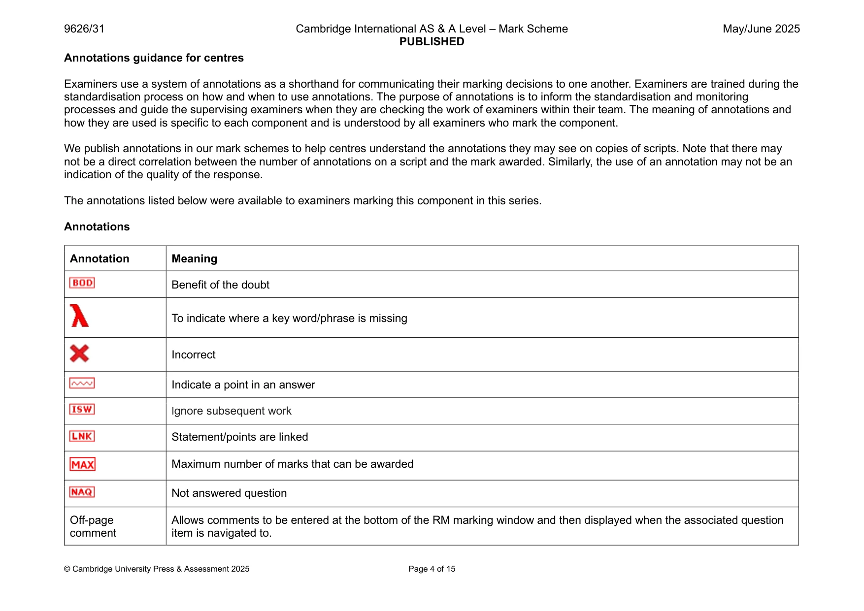 Mark scheme, page 4 of 15