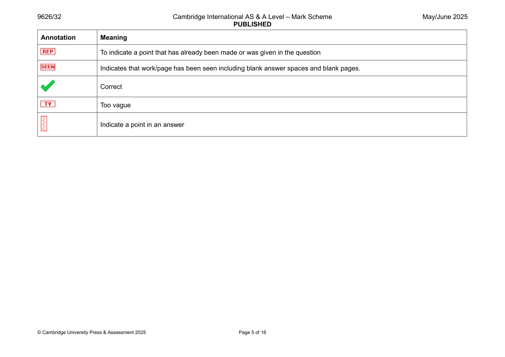 Mark scheme, page 5 of 16