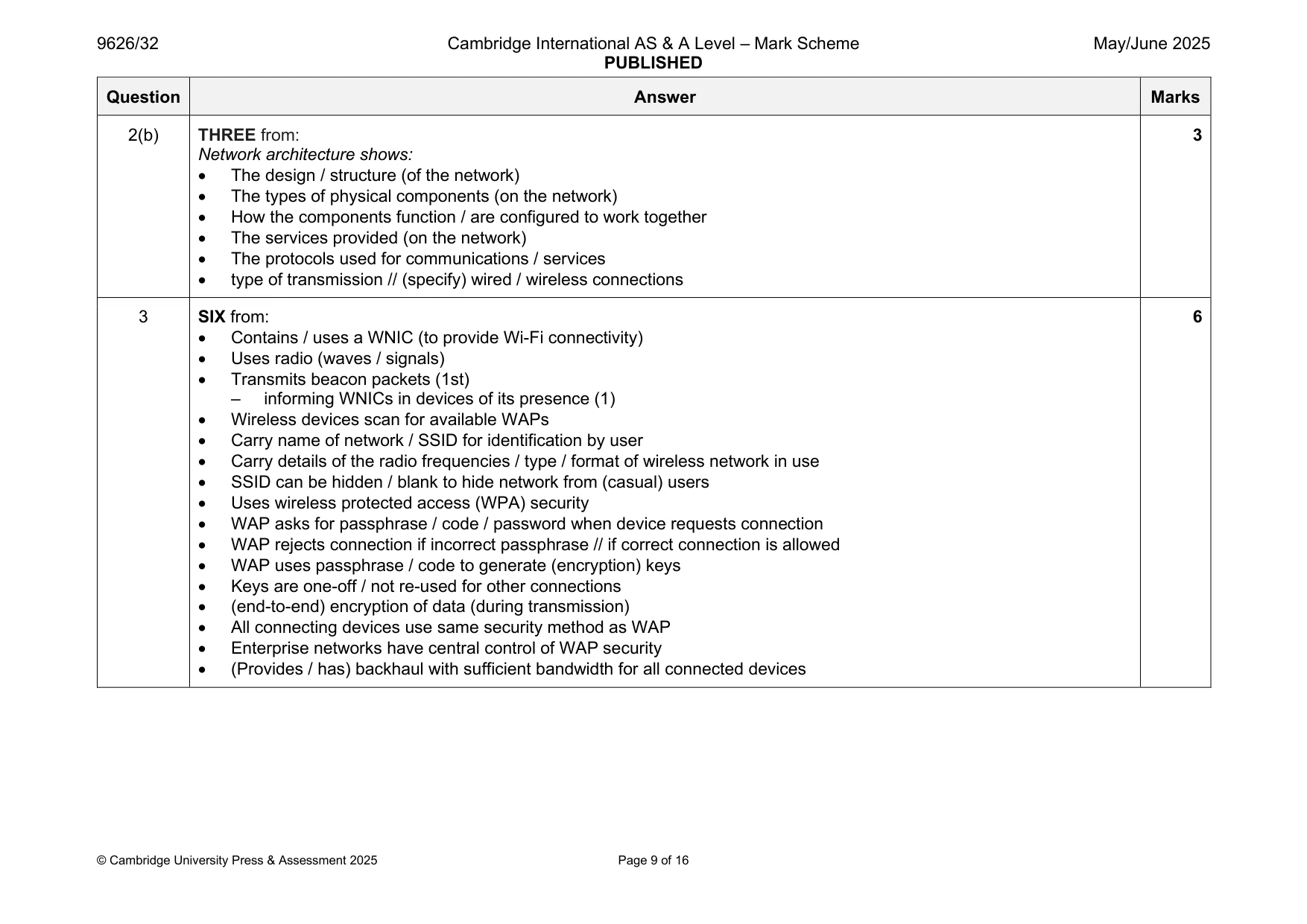 Mark scheme, page 9 of 16