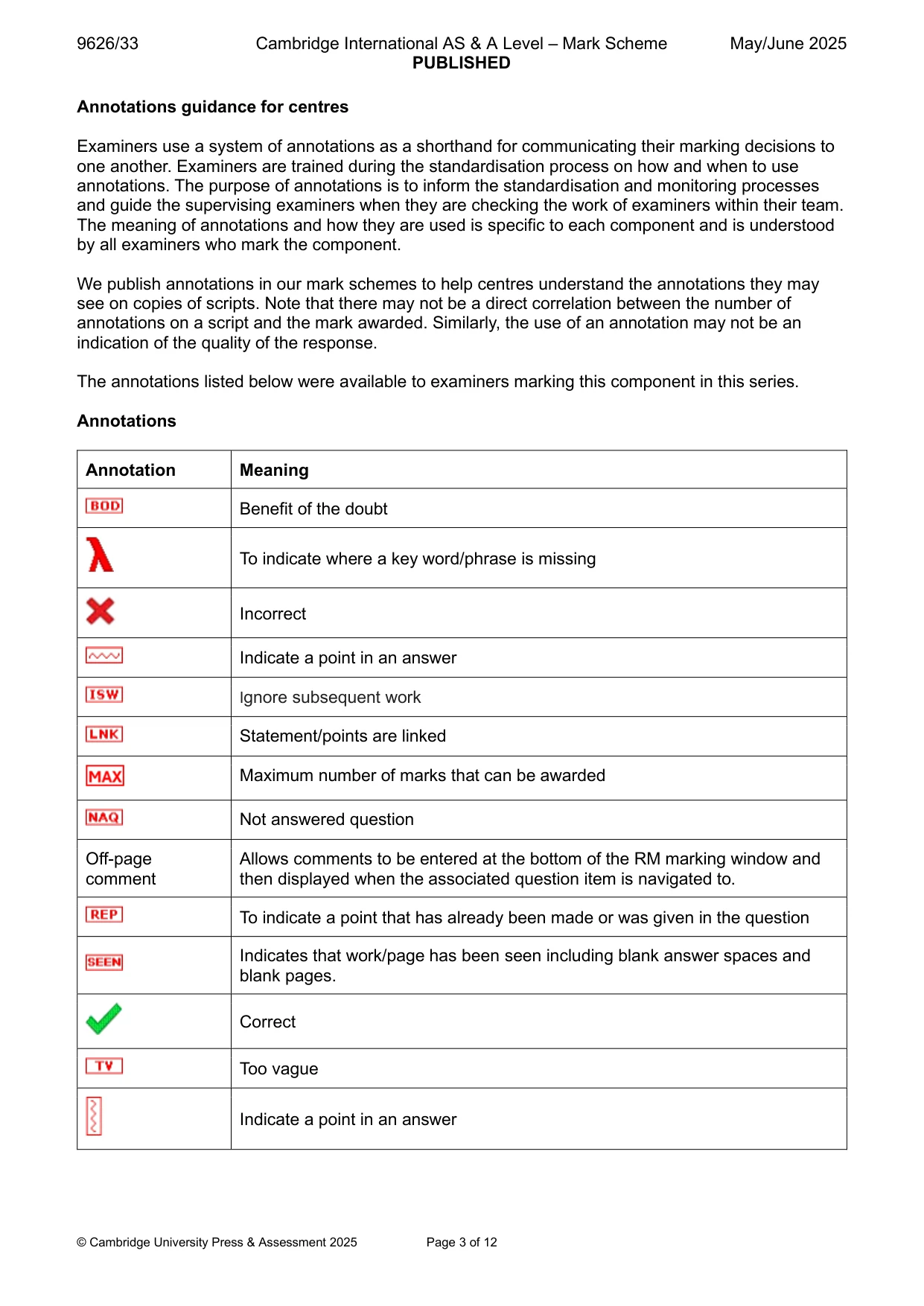 Mark scheme, page 3 of 12