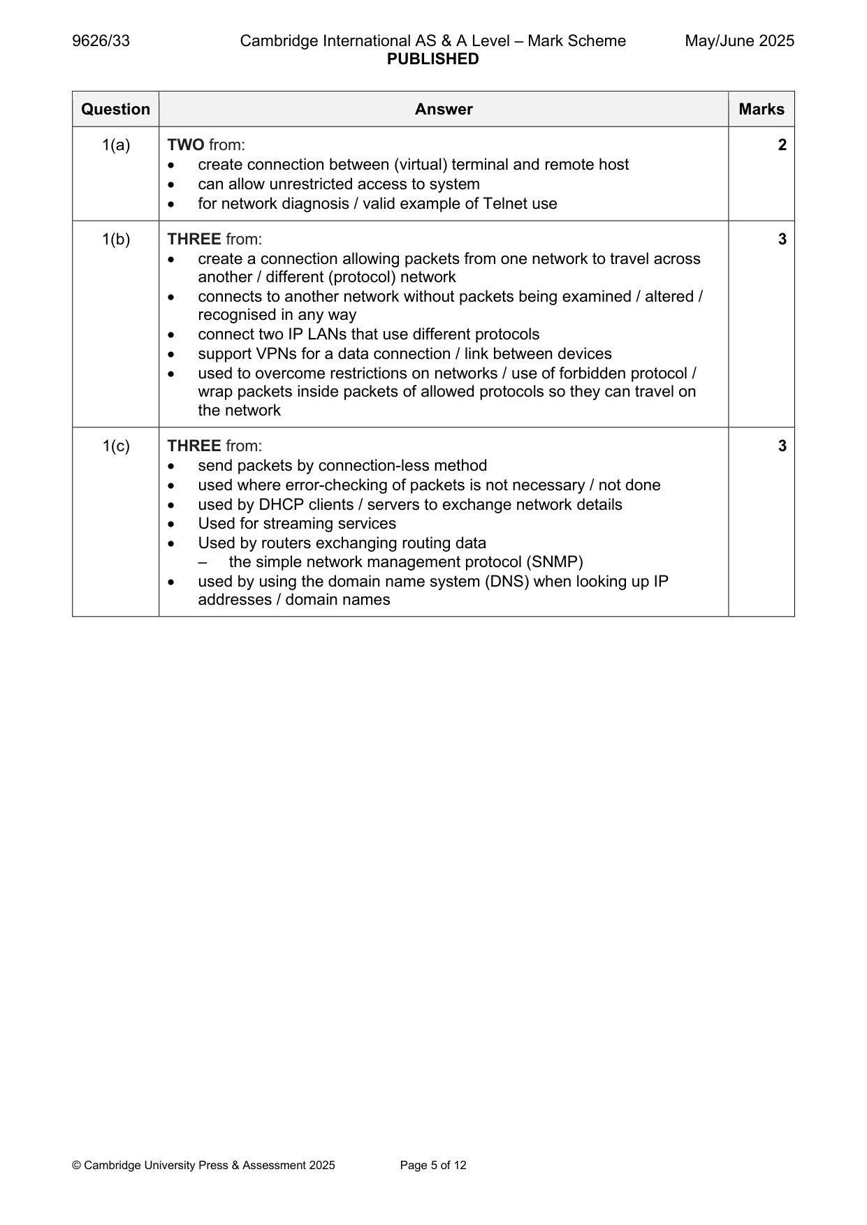 Mark scheme, page 5 of 12