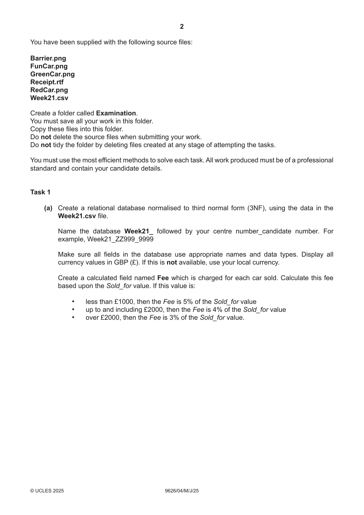 Cambridge A Level Information Technology (from 2017) 9626 2025 May/June Paper 4 · Variant 0 question paper, page 2 of 8