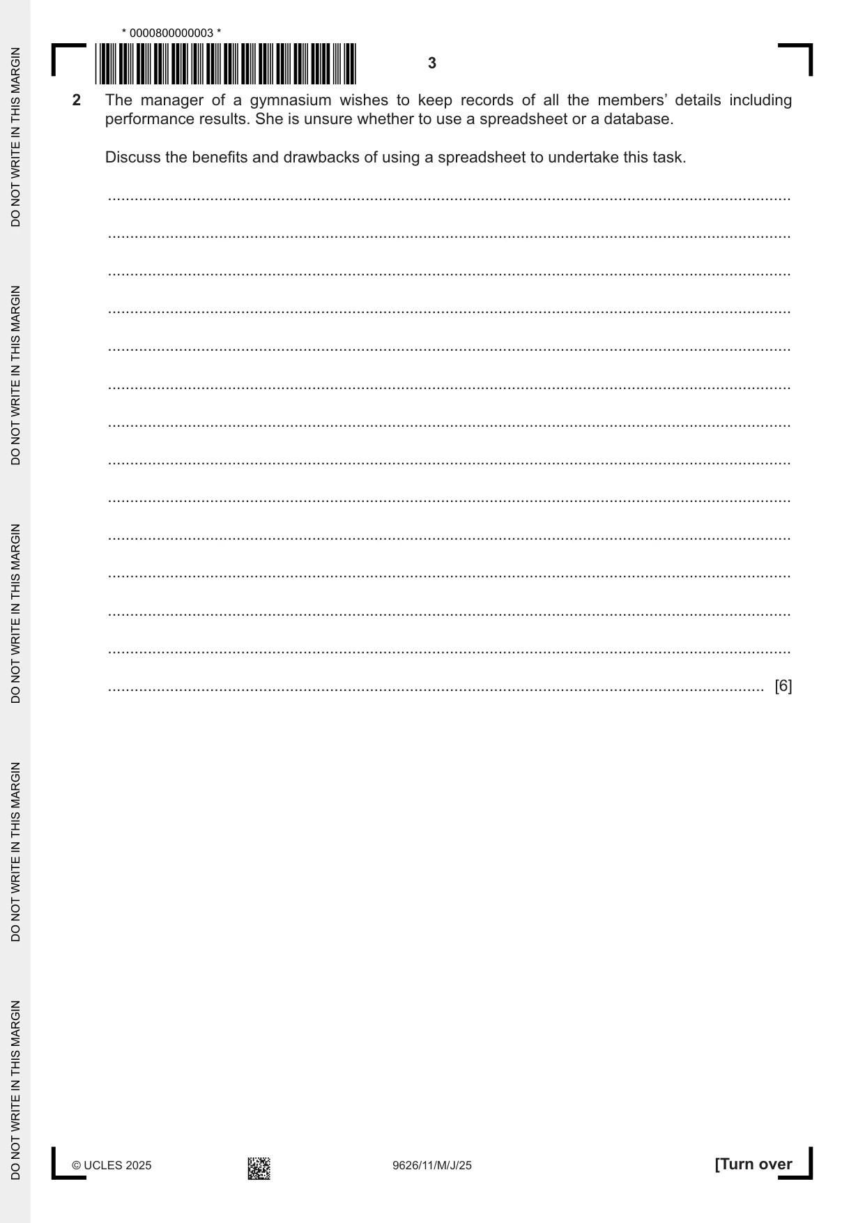 Cambridge A Level Information Technology (from 2017) 9626 2025 May/June Paper 1 · Variant 1 question paper, page 3 of 16