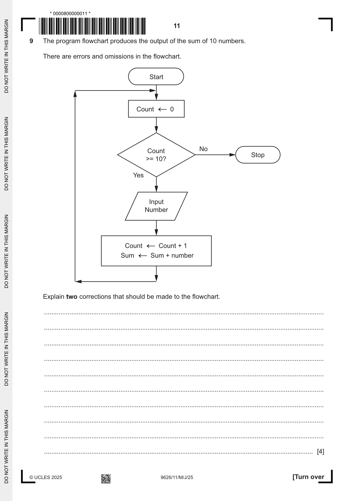 Cambridge A Level Information Technology (from 2017) 9626 2025 May/June Paper 1 · Variant 1 question paper, page 11 of 16