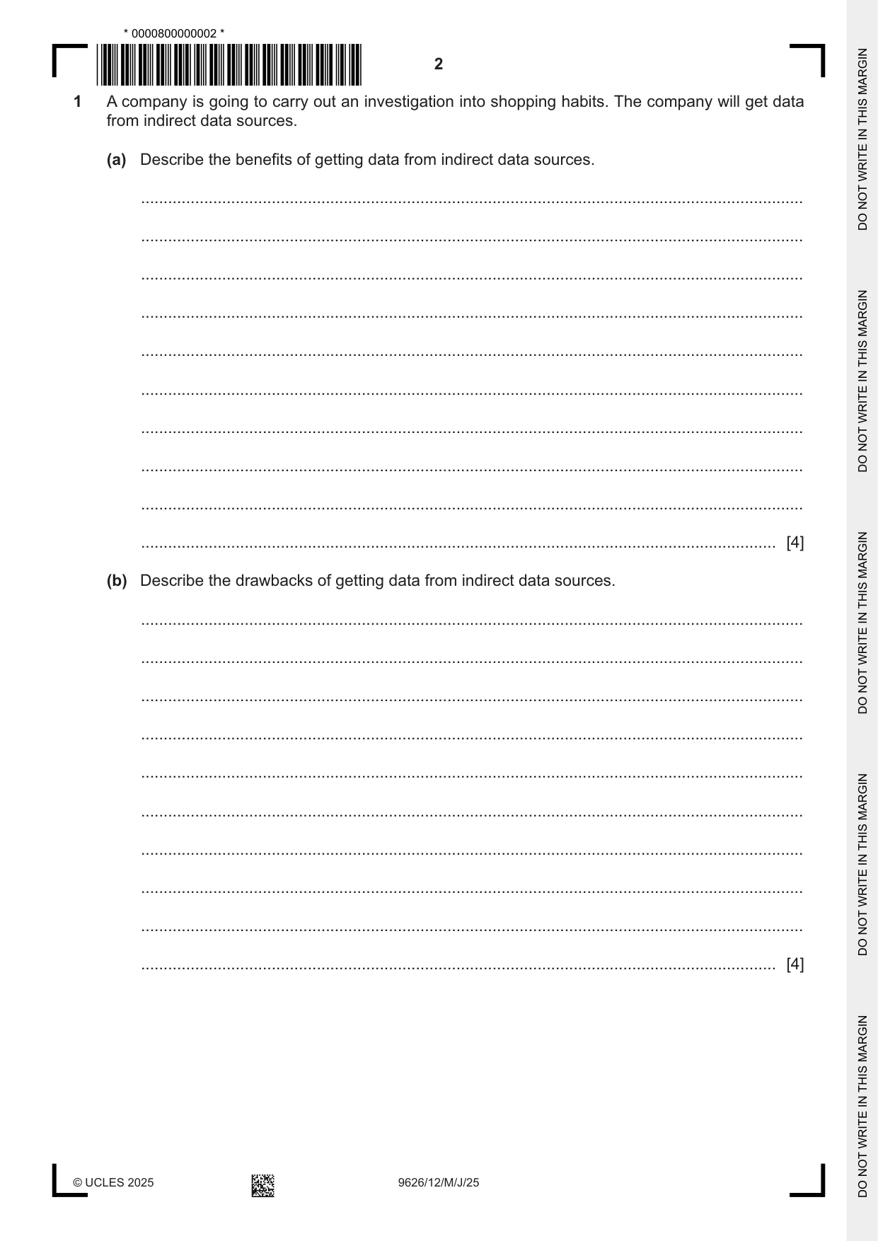 Cambridge A Level Information Technology (from 2017) 9626 2025 May/June Paper 1 · Variant 2 question paper, page 2 of 12