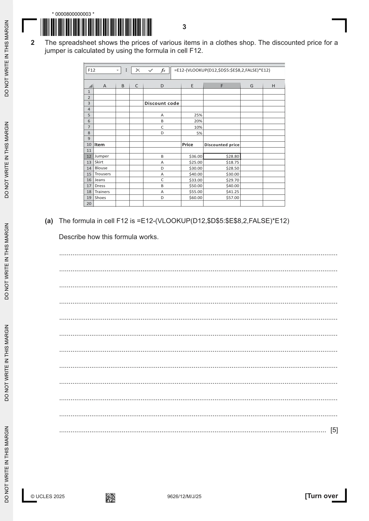 Cambridge A Level Information Technology (from 2017) 9626 2025 May/June Paper 1 · Variant 2 question paper, page 3 of 12