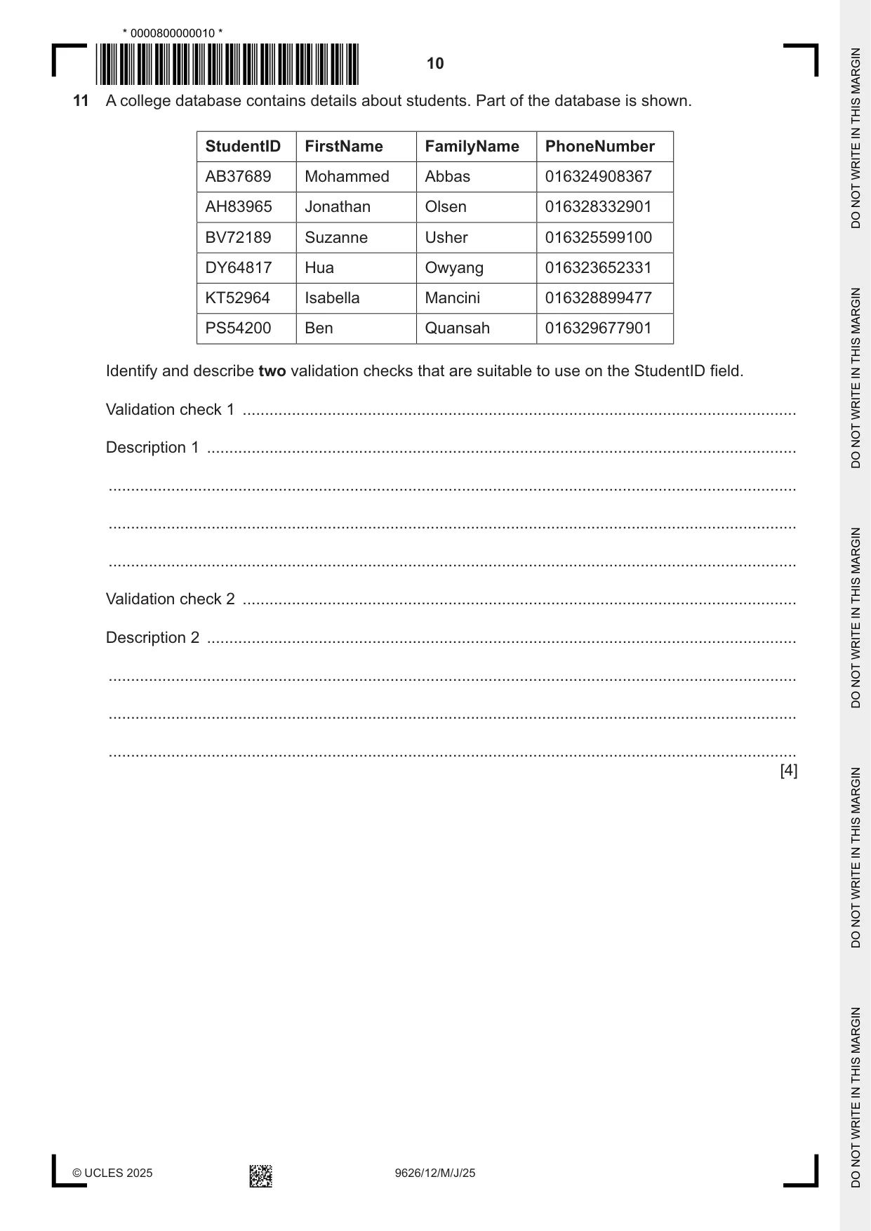 Cambridge A Level Information Technology (from 2017) 9626 2025 May/June Paper 1 · Variant 2 question paper, page 10 of 12