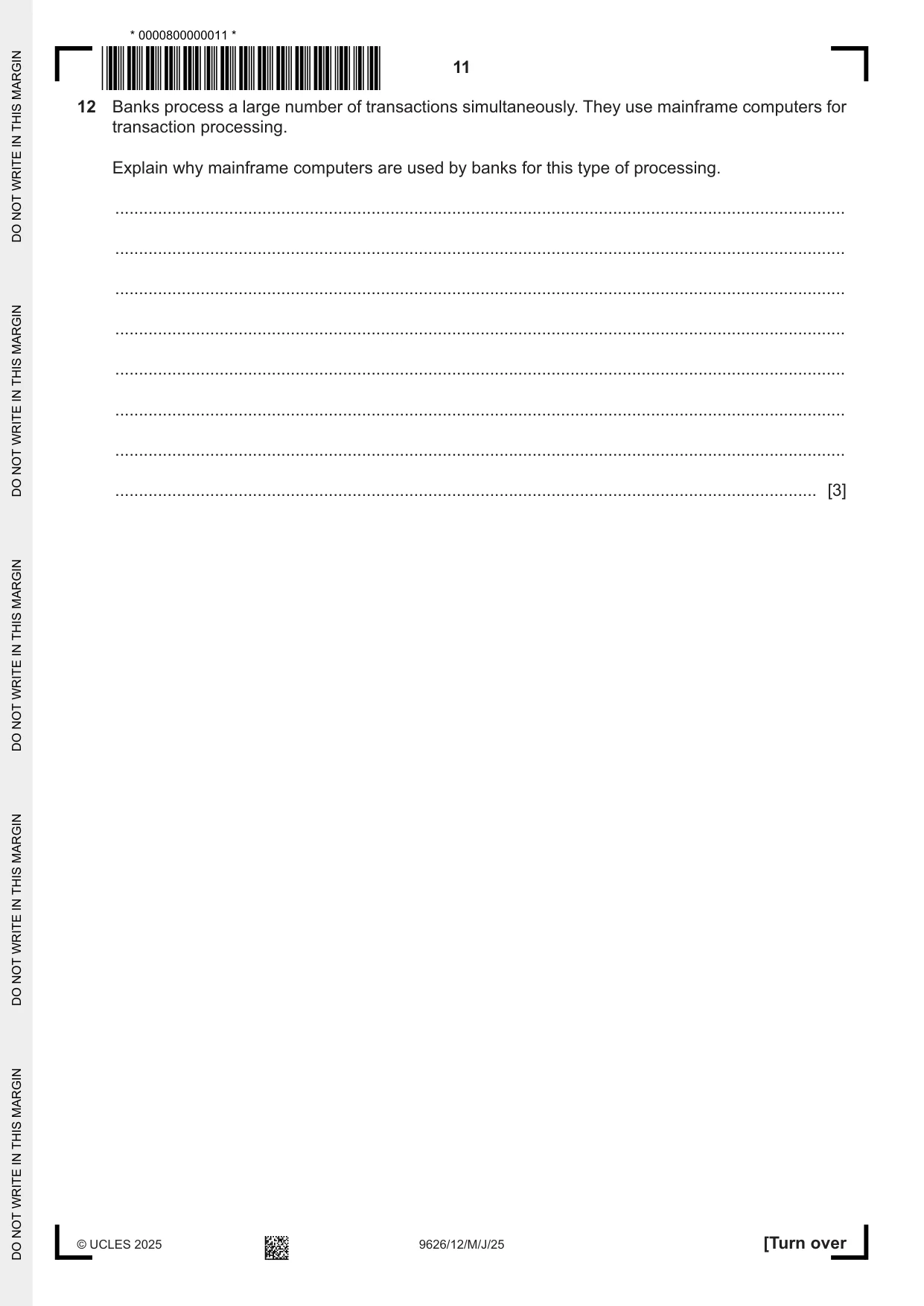Cambridge A Level Information Technology (from 2017) 9626 2025 May/June Paper 1 · Variant 2 question paper, page 11 of 12