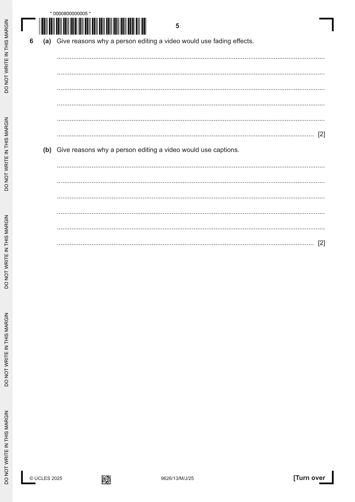 Cambridge A Level Information Technology (from 2017) 9626 2025 May/June Paper 1 · Variant 3 question paper, page 5 of 16