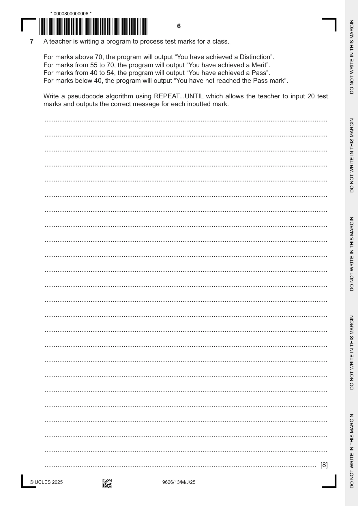 Cambridge A Level Information Technology (from 2017) 9626 2025 May/June Paper 1 · Variant 3 question paper, page 6 of 16