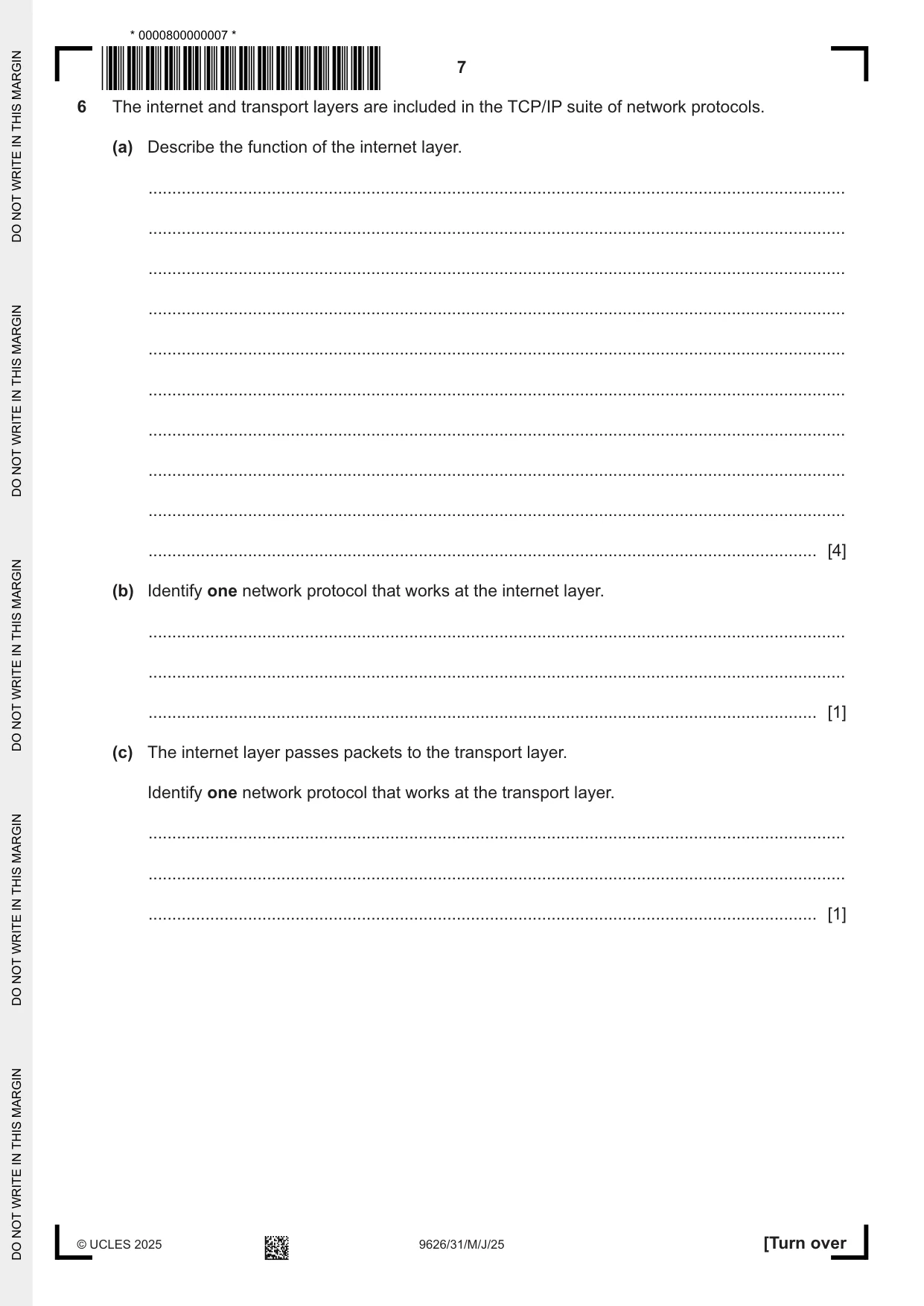 Cambridge A Level Information Technology (from 2017) 9626 2025 May/June Paper 3 · Variant 1 question paper, page 7 of 12