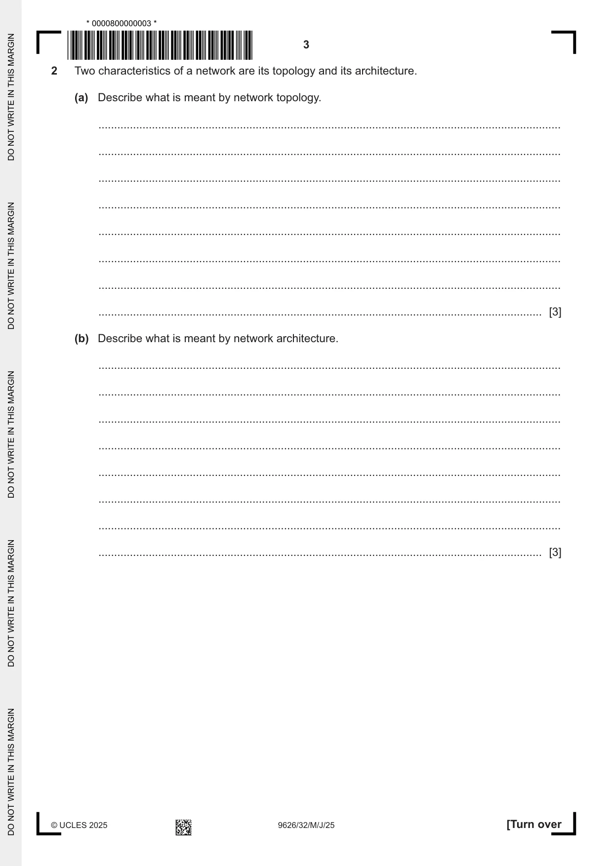 Cambridge A Level Information Technology (from 2017) 9626 2025 May/June Paper 3 · Variant 2 question paper, page 3 of 12