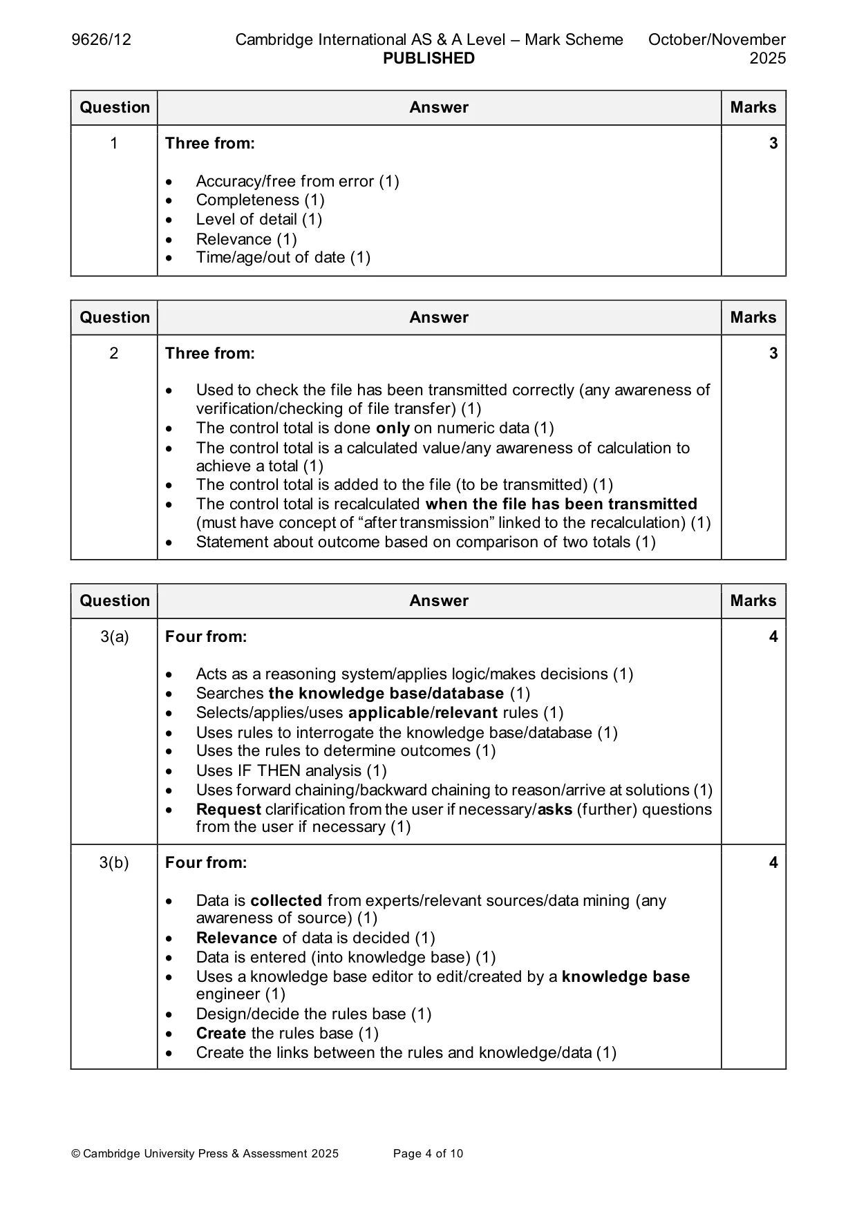Mark scheme, page 4 of 10