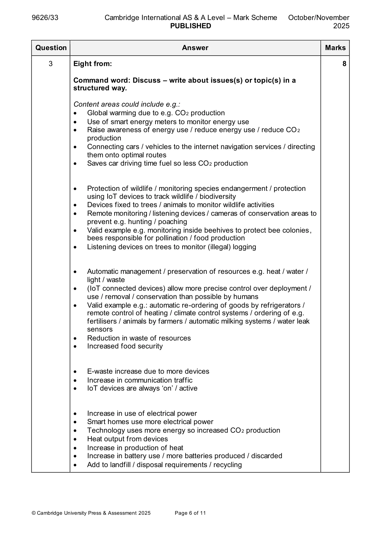 Mark scheme, page 6 of 11