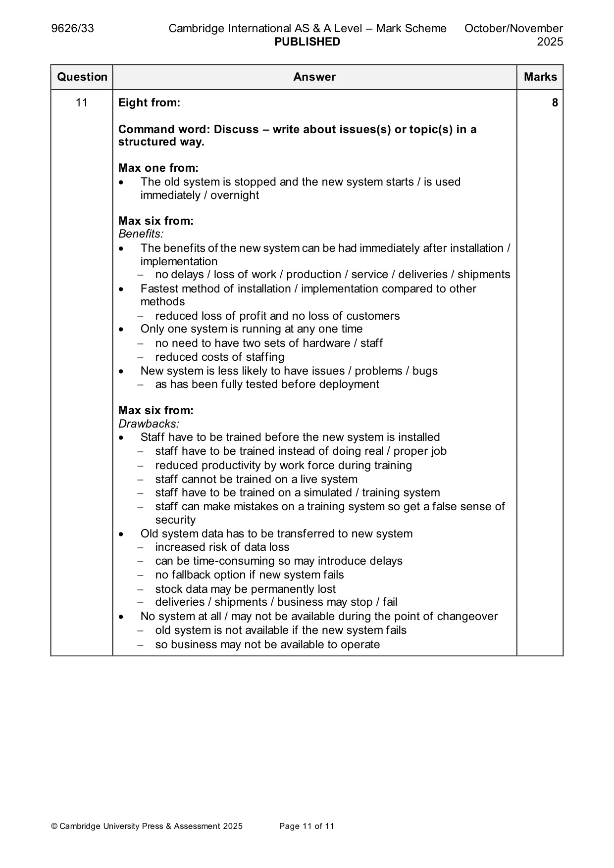 Mark scheme, page 11 of 11