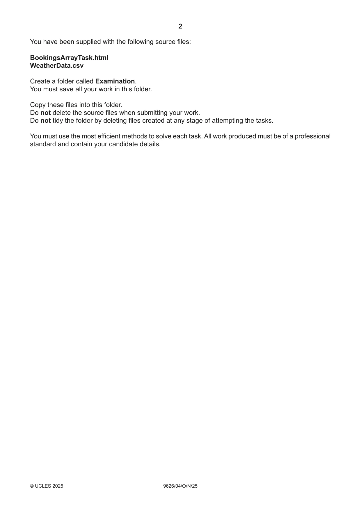 Cambridge A Level Information Technology (from 2017) 9626 2025 Oct/Nov Paper 4 · Variant 0 question paper, page 2 of 8