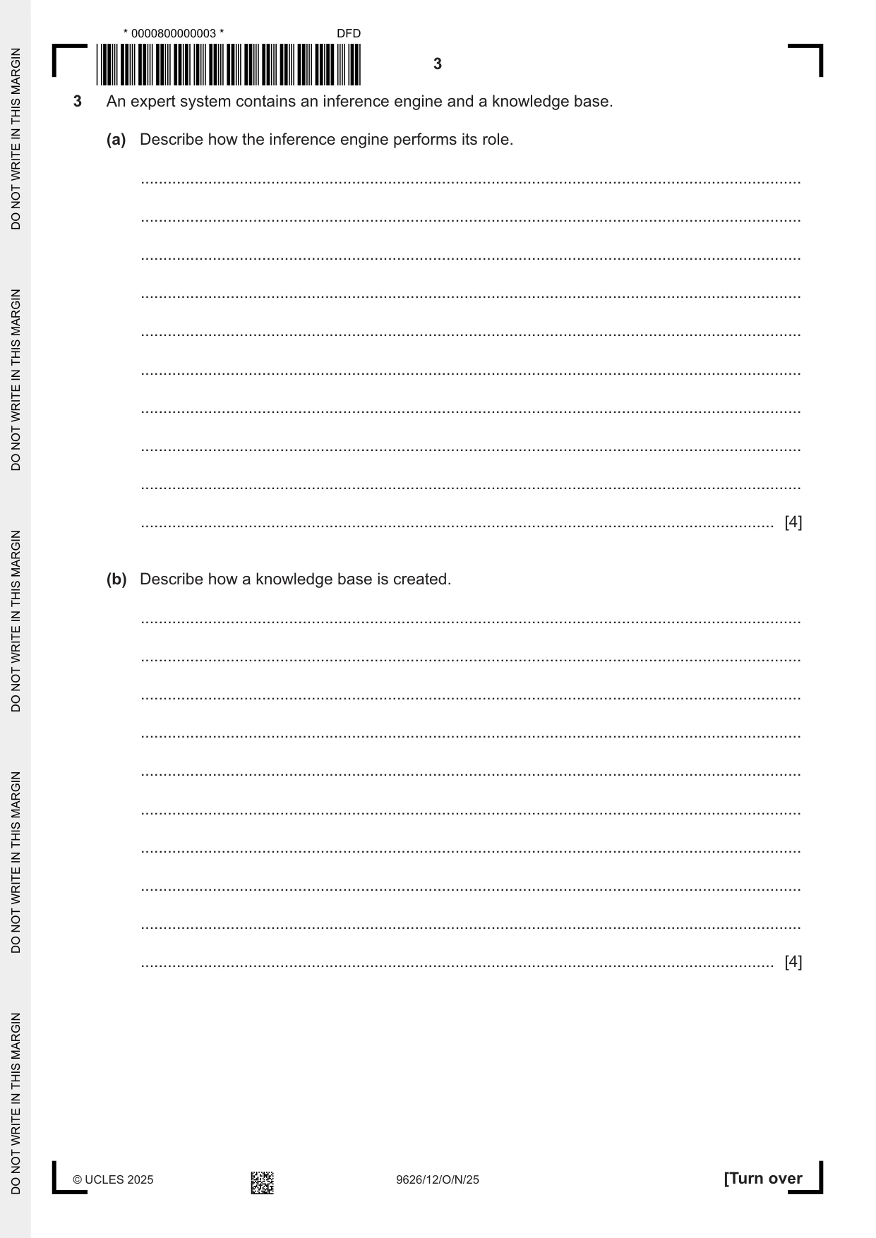 Cambridge A Level Information Technology (from 2017) 9626 2025 Oct/Nov Paper 1 · Variant 2 question paper, page 3 of 12