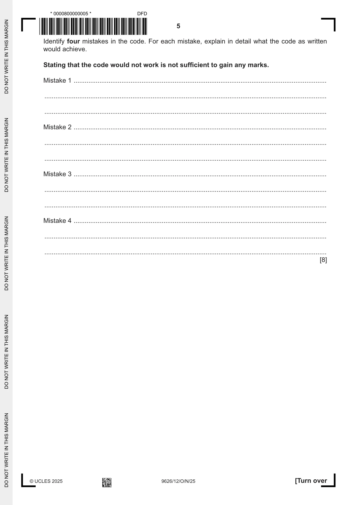 Cambridge A Level Information Technology (from 2017) 9626 2025 Oct/Nov Paper 1 · Variant 2 question paper, page 5 of 12