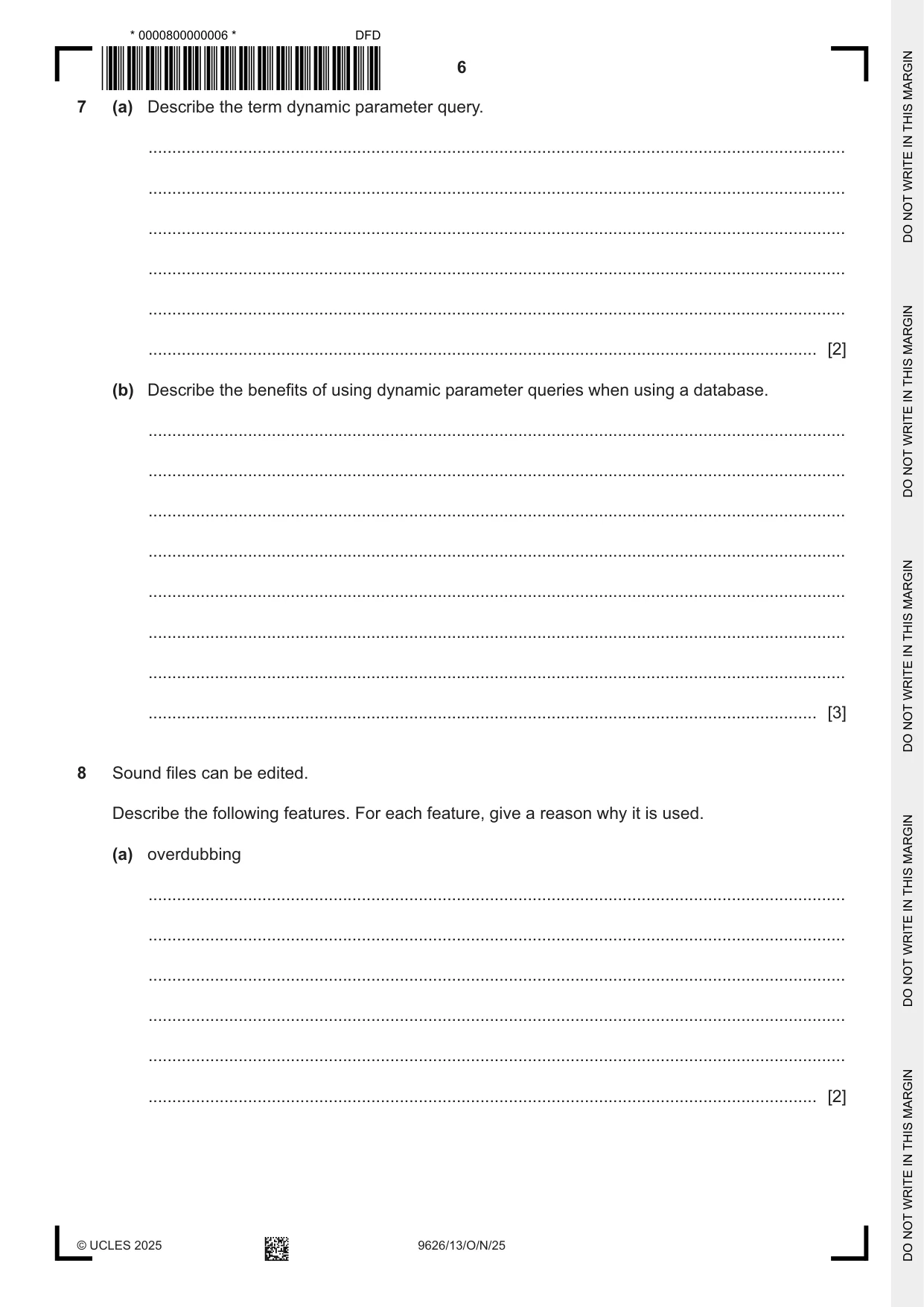 Cambridge A Level Information Technology (from 2017) 9626 2025 Oct/Nov Paper 1 · Variant 3 question paper, page 6 of 12