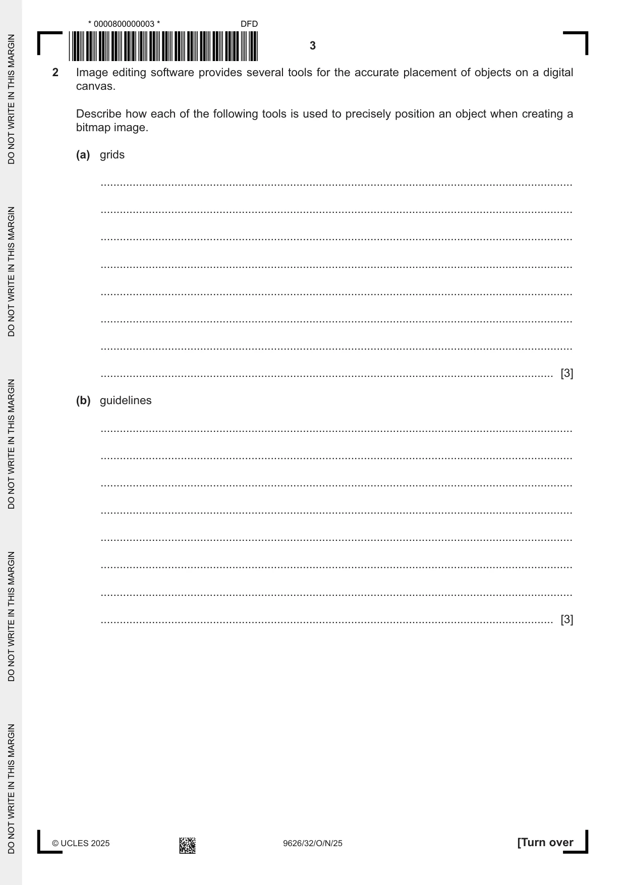 Cambridge A Level Information Technology (from 2017) 9626 2025 Oct/Nov Paper 3 · Variant 2 question paper, page 3 of 12