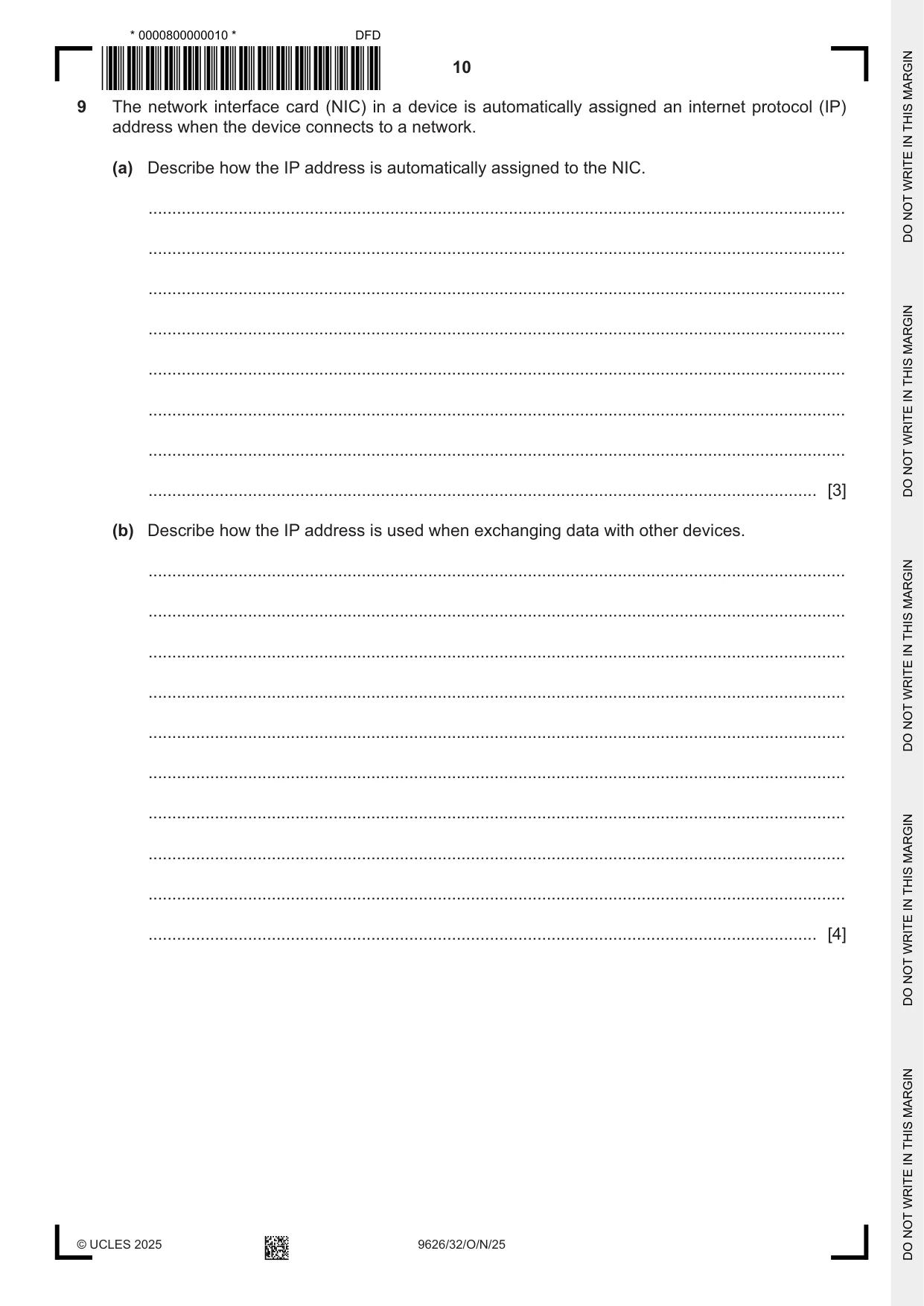 Cambridge A Level Information Technology (from 2017) 9626 2025 Oct/Nov Paper 3 · Variant 2 question paper, page 10 of 12