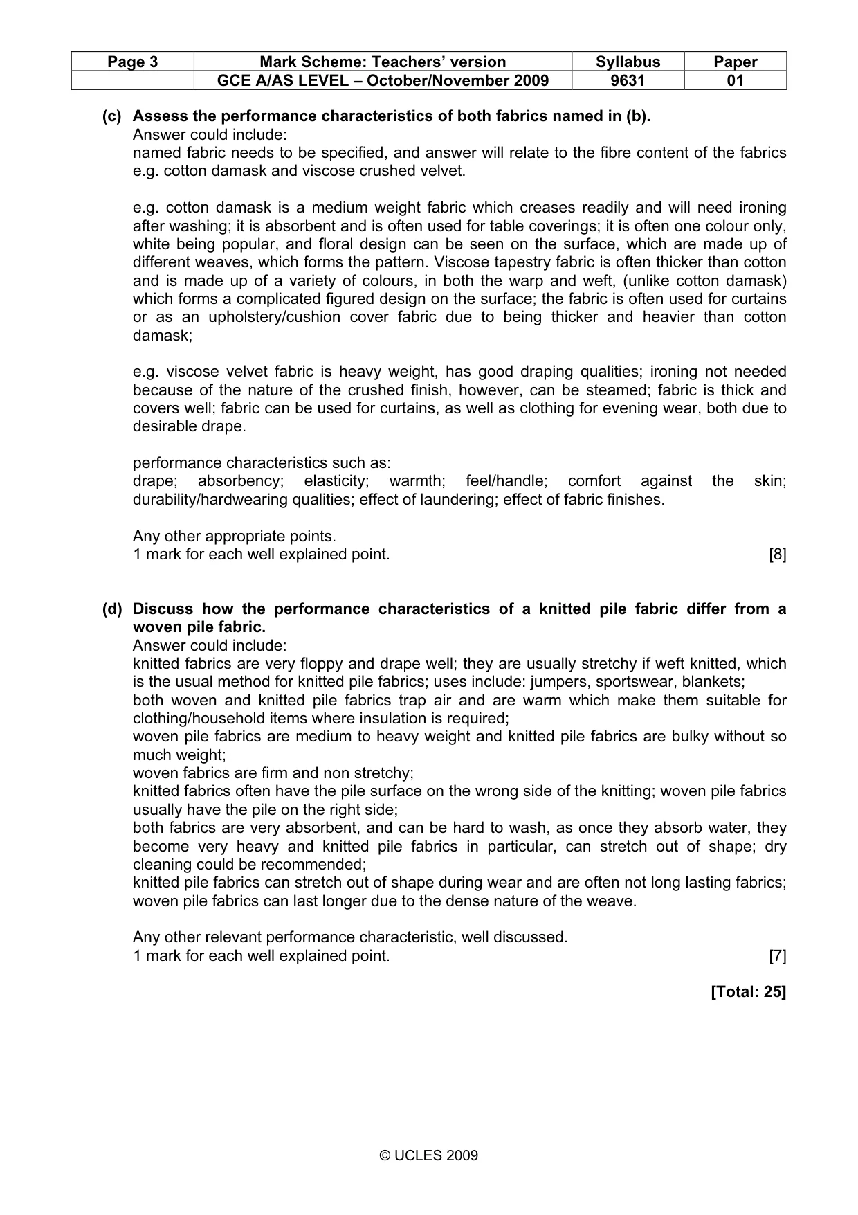 Mark scheme, page 3 of 9