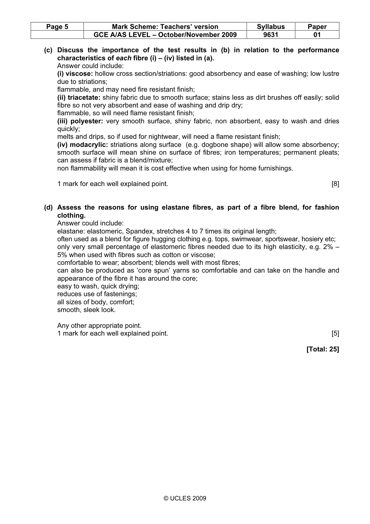 Mark scheme, page 5 of 9