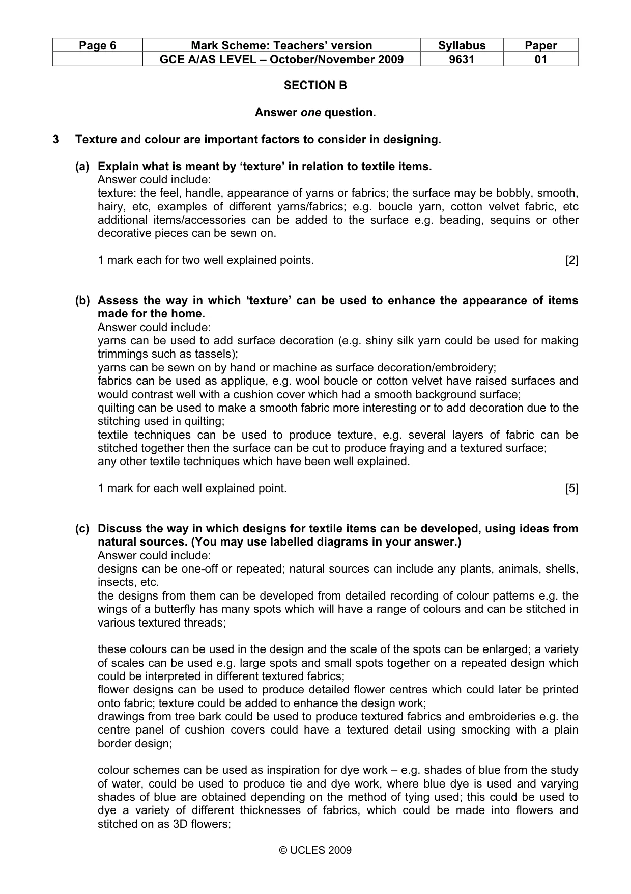 Mark scheme, page 6 of 9