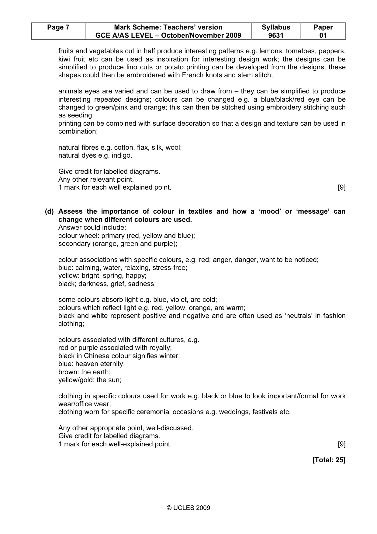 Mark scheme, page 7 of 9