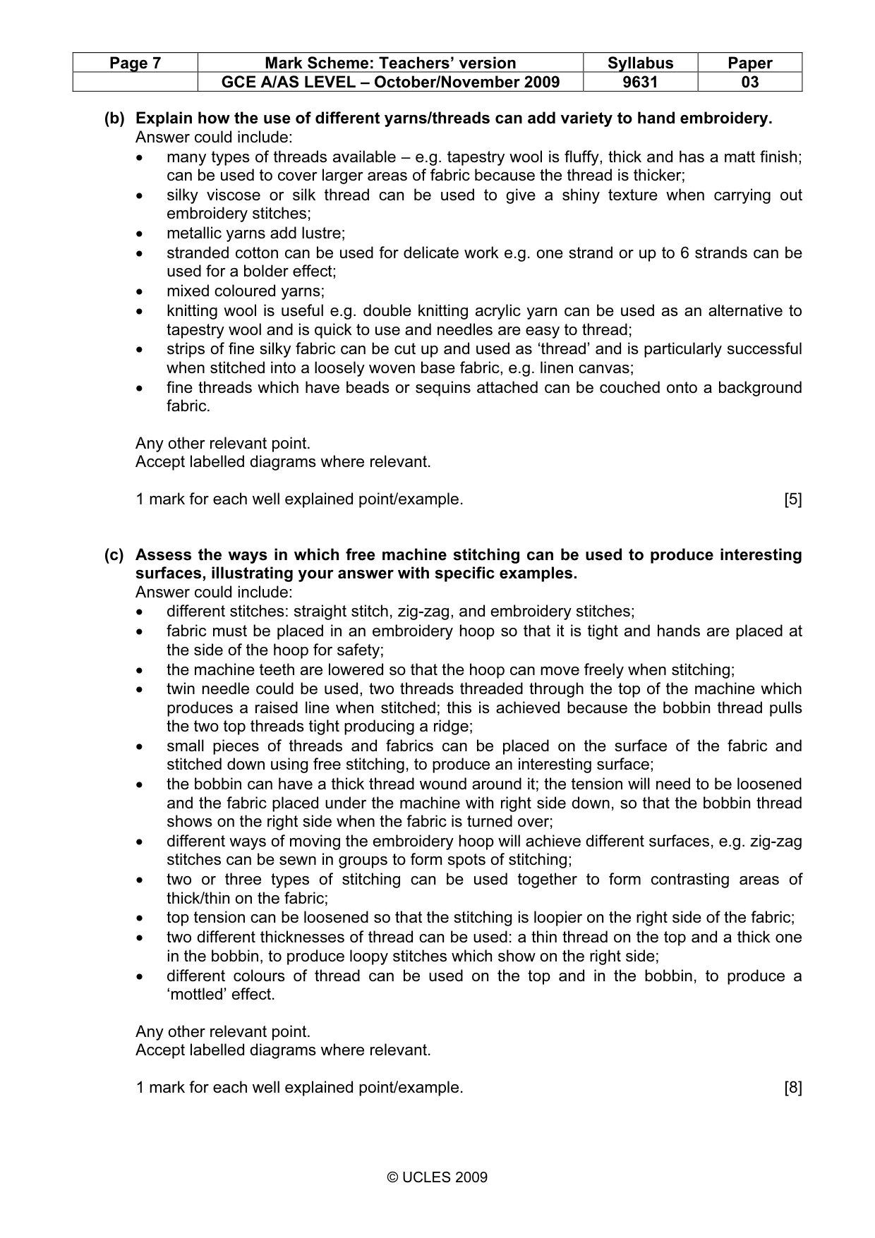 Mark scheme, page 7 of 15
