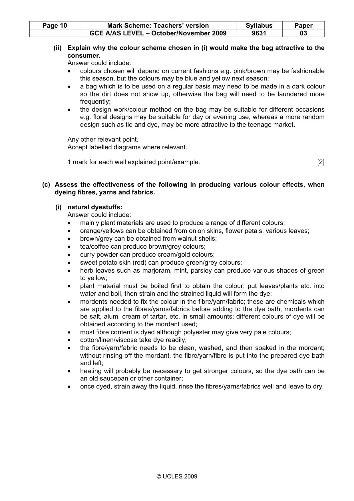 Mark scheme, page 10 of 15