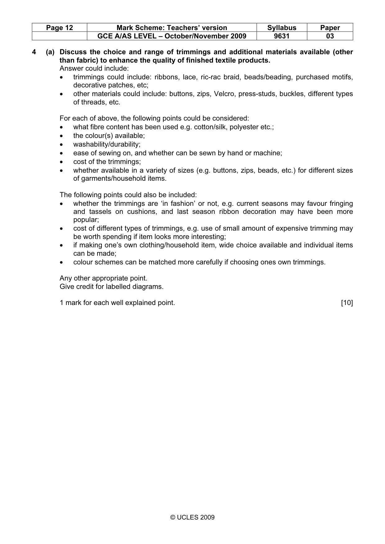 Mark scheme, page 12 of 15